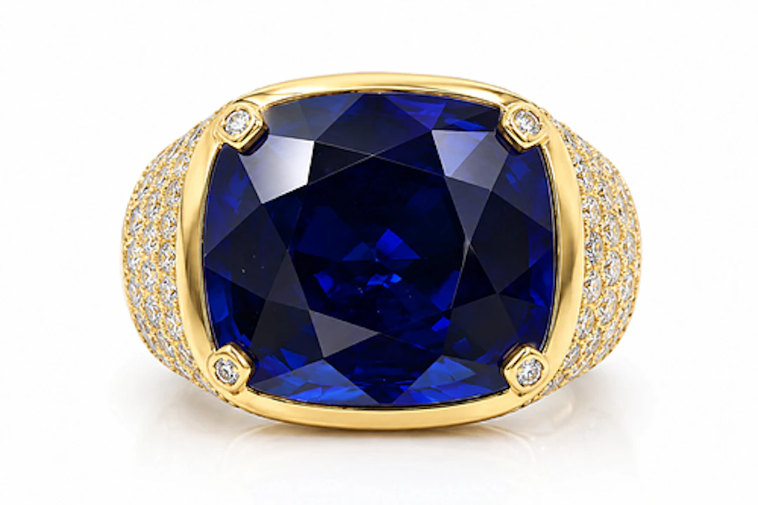 18k Gold, Sapphire & Diamond Ring