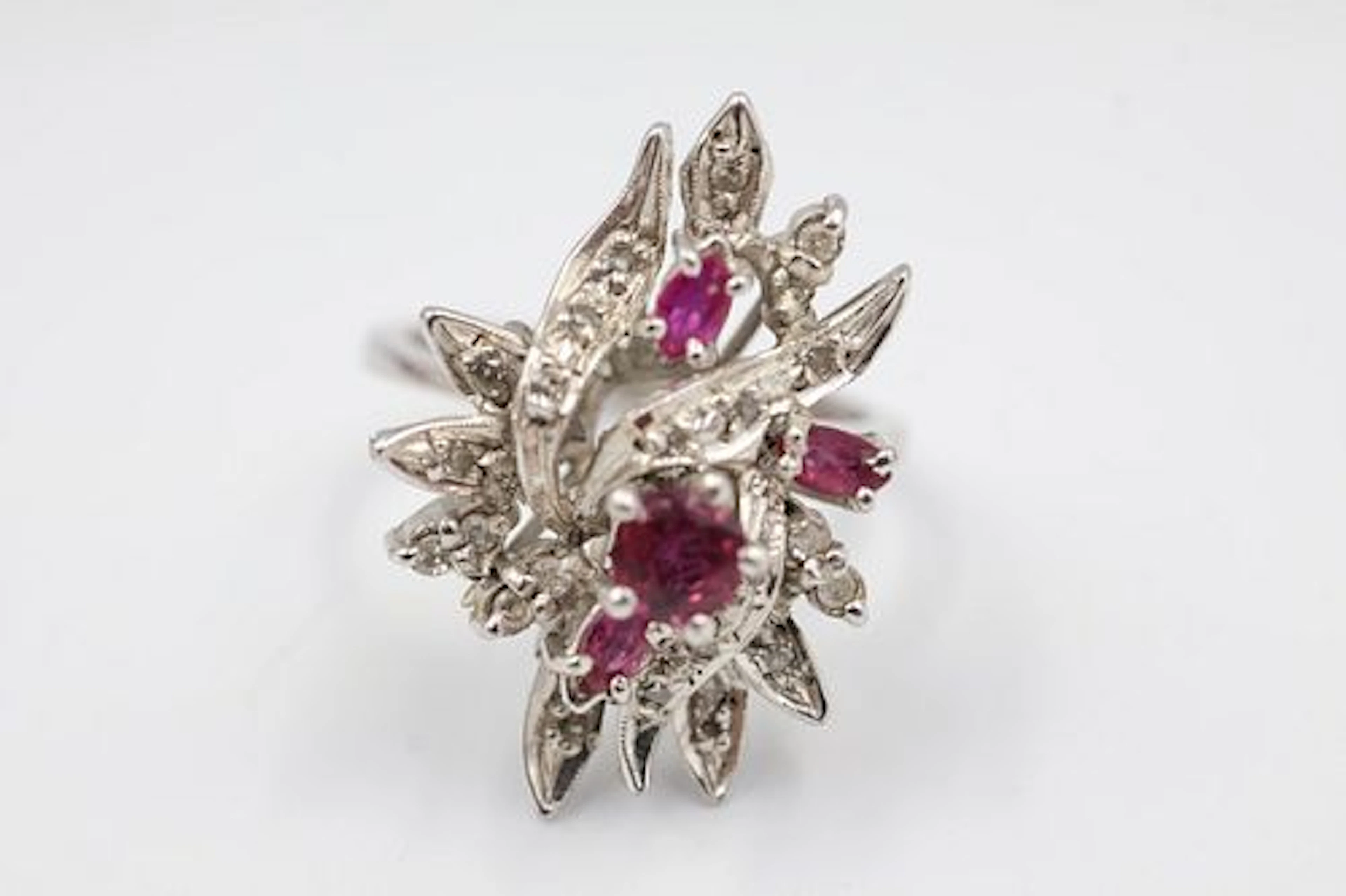14k Diamond and Pink Sapphire Ring