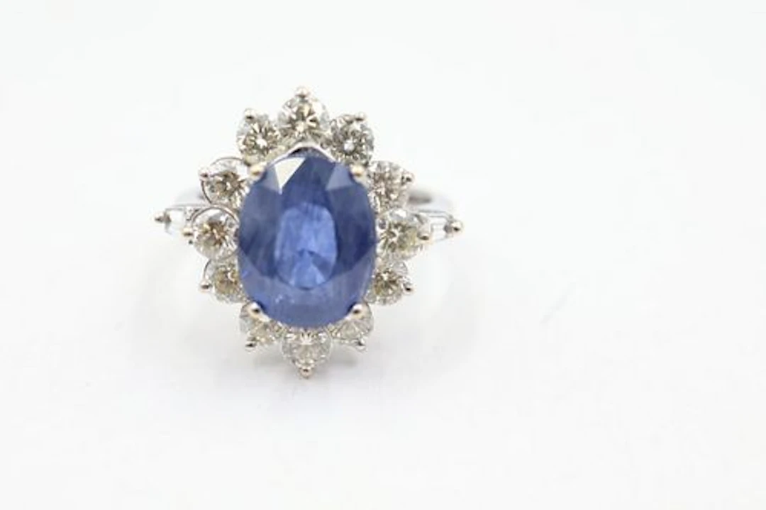 14k White Gold & 5.80 ct Burmese Sapphire Ring