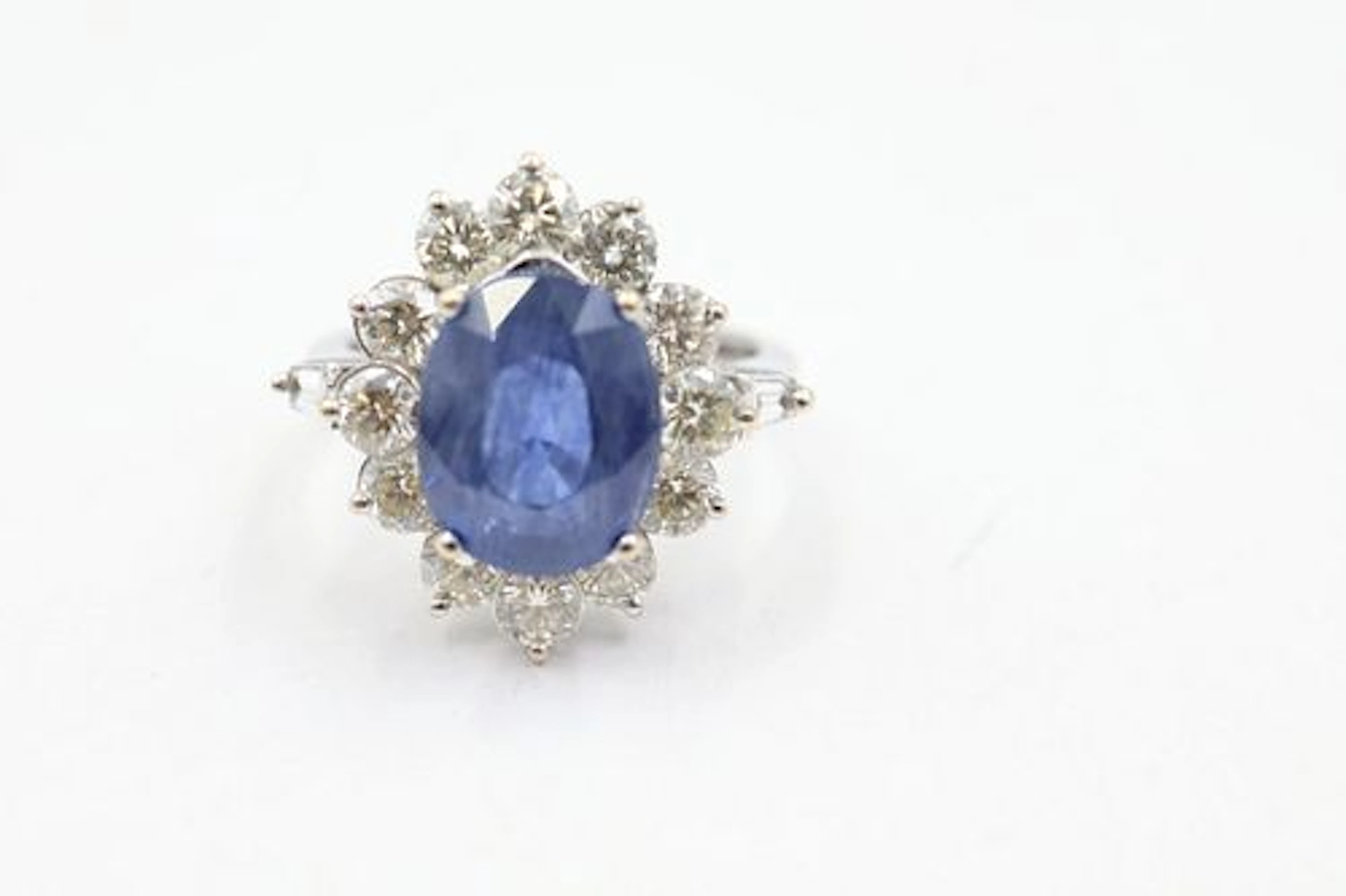 14k White Gold & 5.80 ct Burmese Sapphire Ring