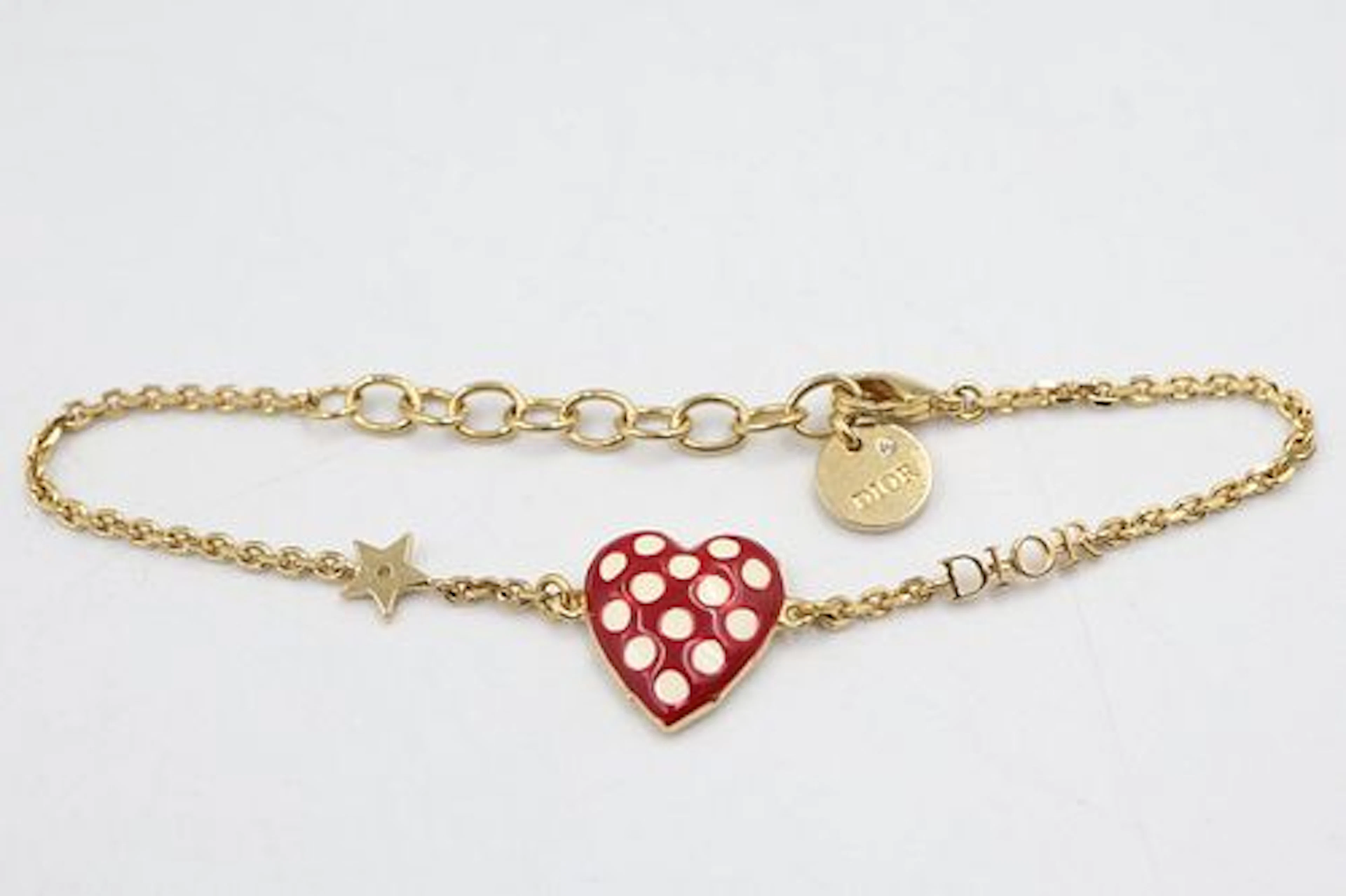 Dior Gold Toned Heart Charm Bracelet