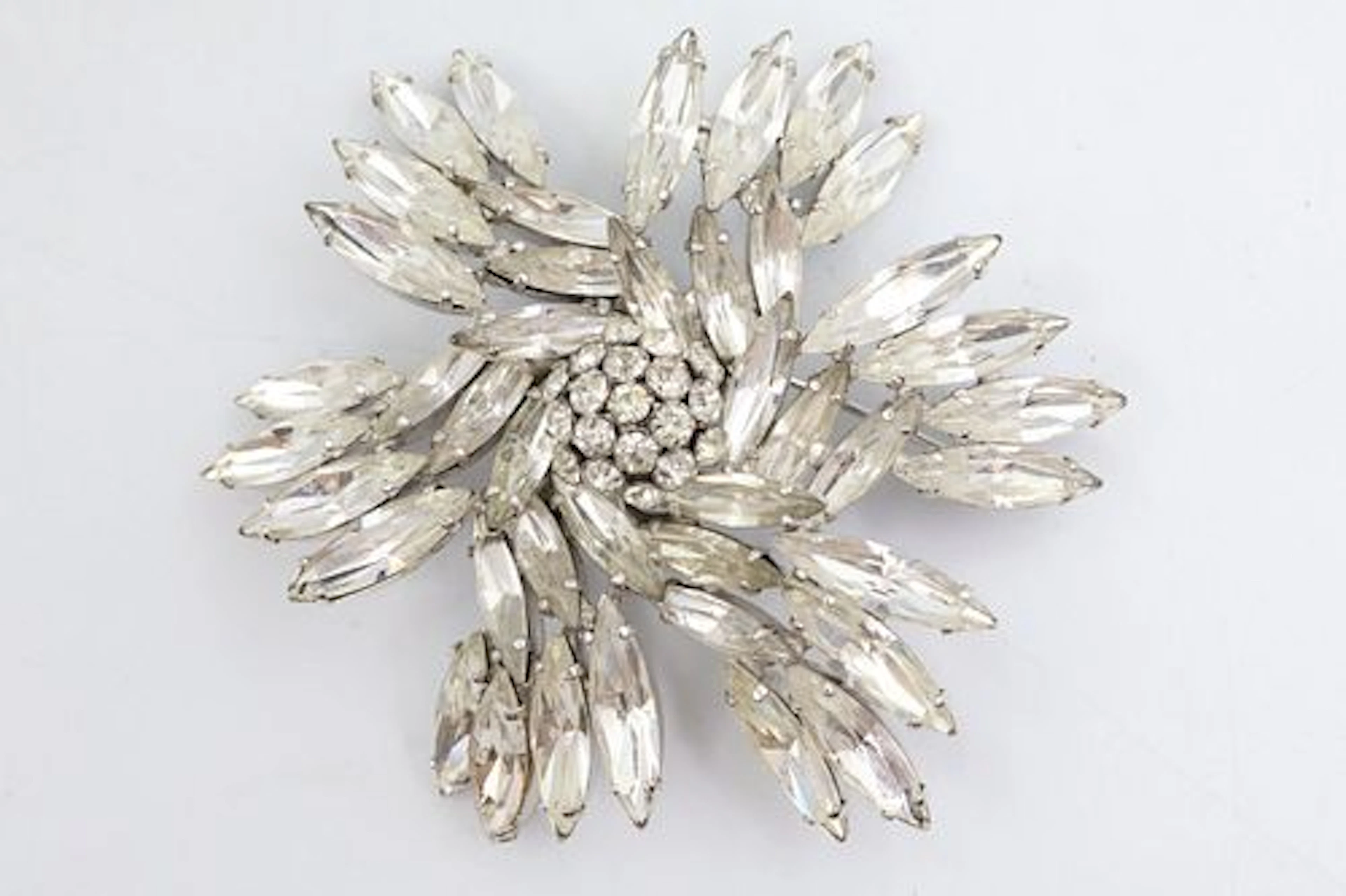 Sherman Clear Crystal Floral Brooch