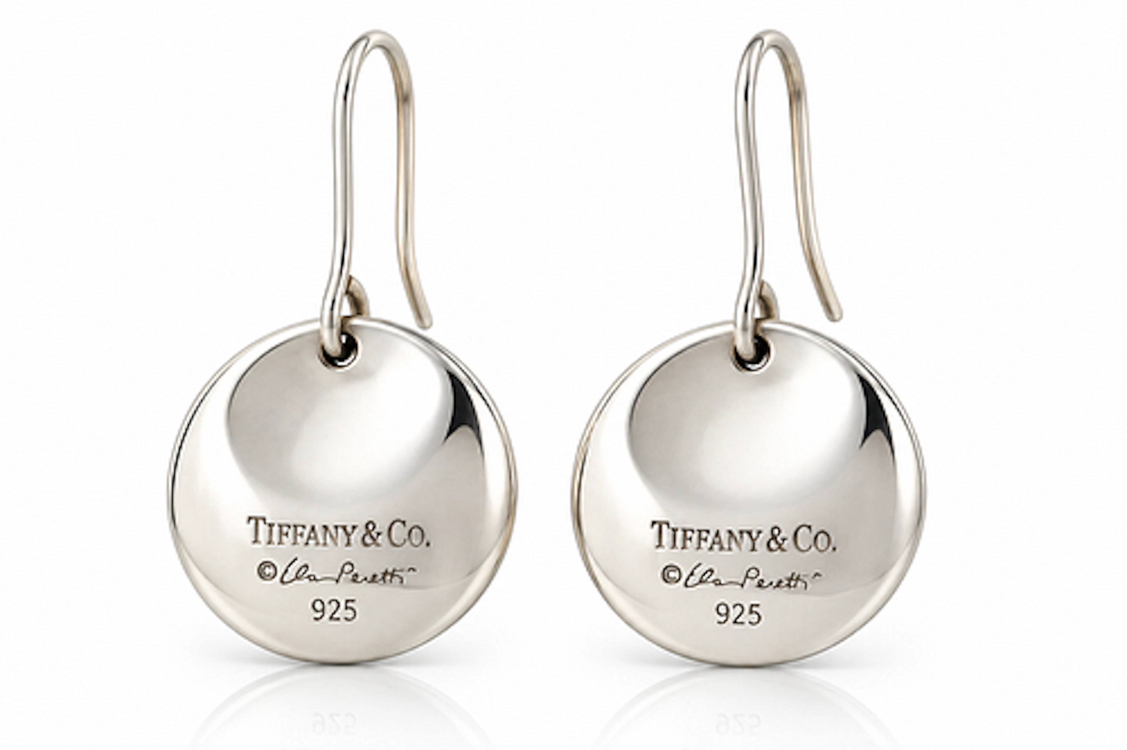 Tiffany & Co 925 Sterling Silver Round Disc Earrings