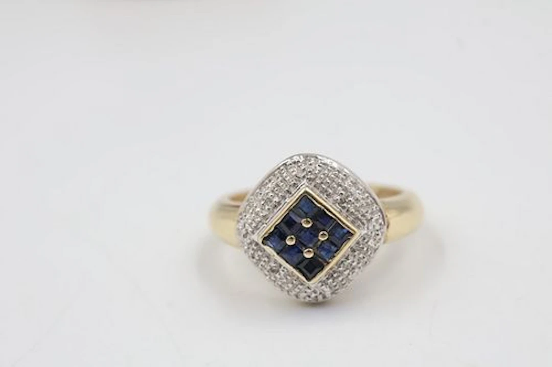 10K Gold, Sapphire & Diamond Ring