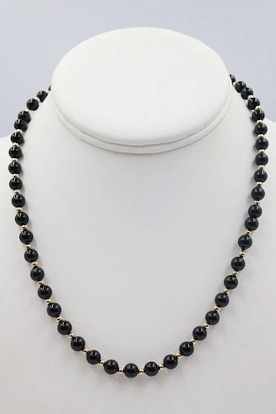 Onyx Bead Necklace with 14k Gold Clasp