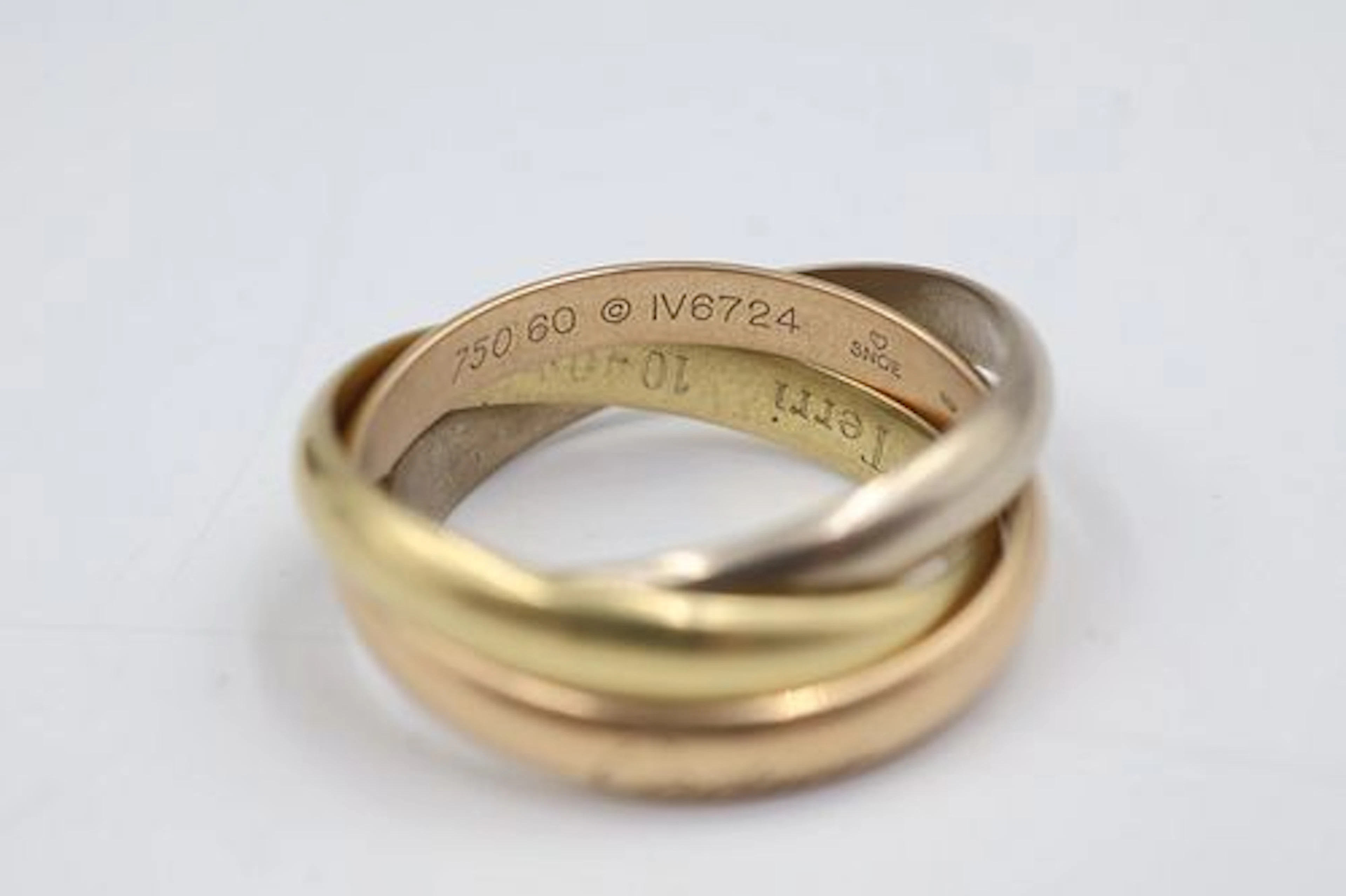 Cartier 18k Tri Gold Ring With Certificate Of Authenticity