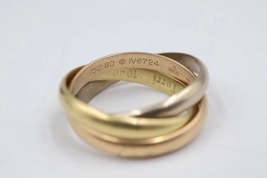 Cartier 18k Tri Gold Ring With Certificate Of Authenticity