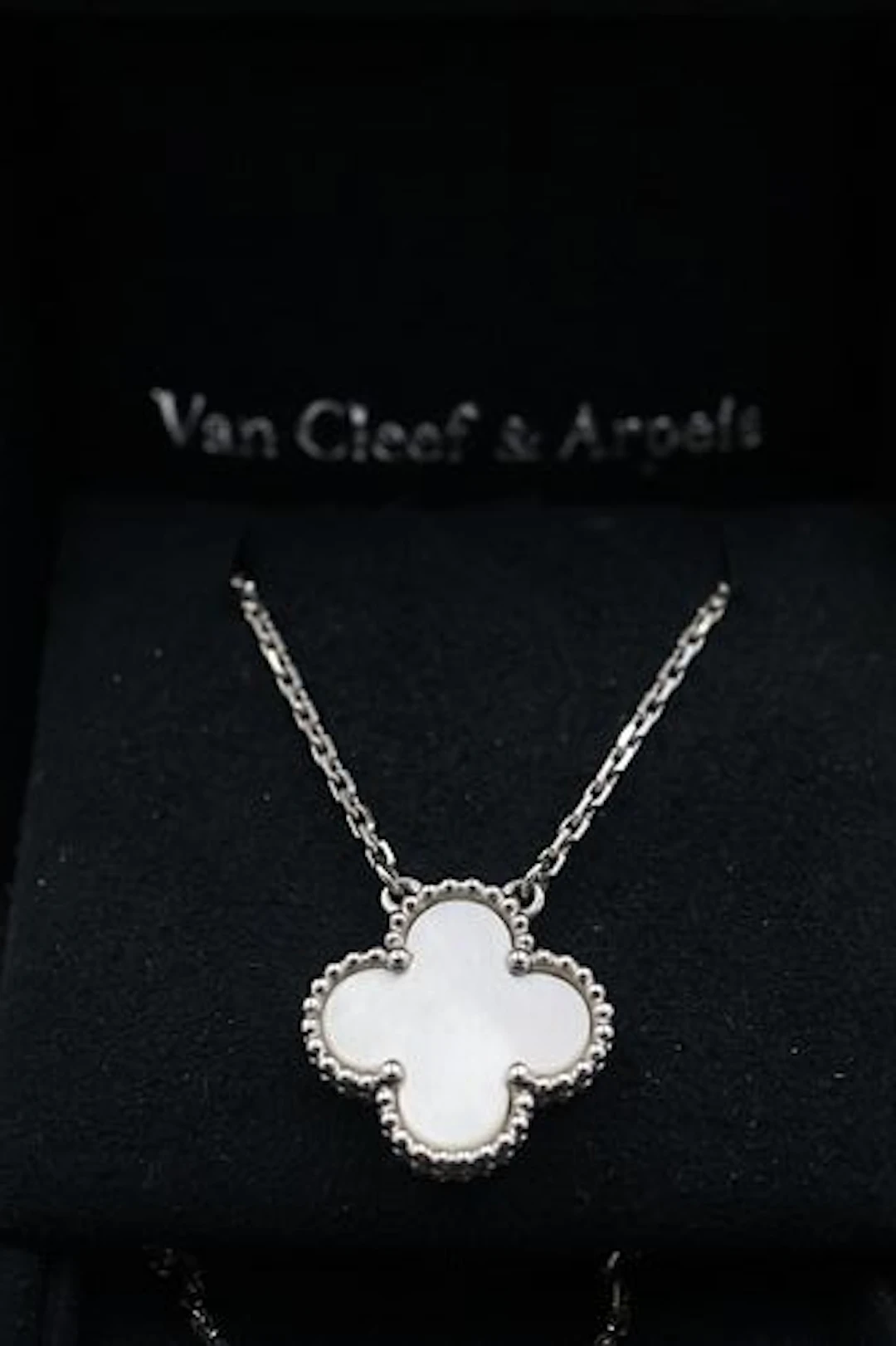 Van Cleef & Arpels 18k white Gold & Mother of Pearl Alhambra Pendent