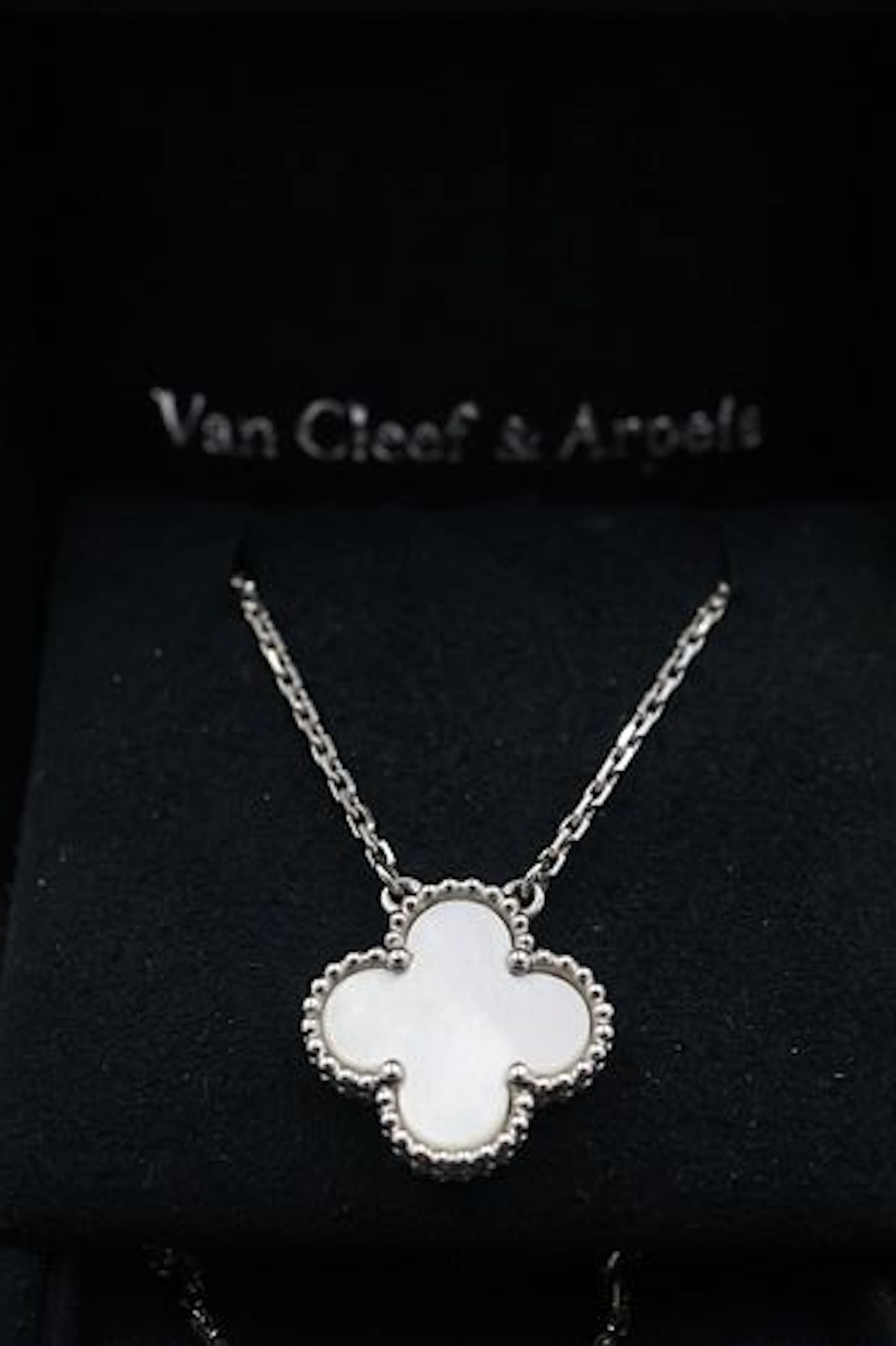 Van Cleef & Arpels 18k white Gold & Mother of Pearl Alhambra Pendent