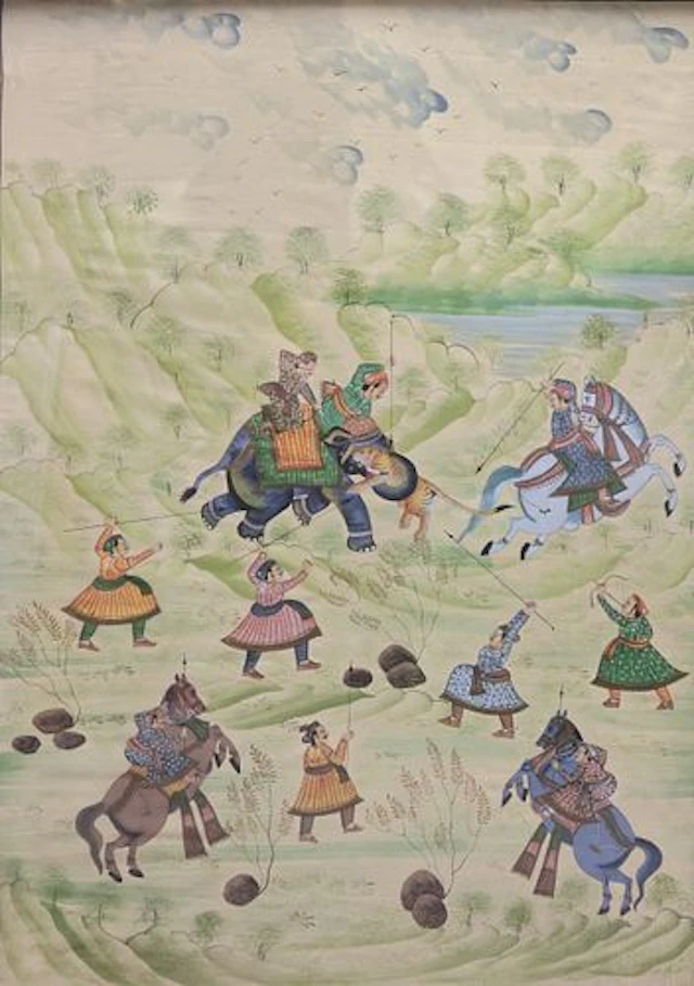 Mughal painting on silk