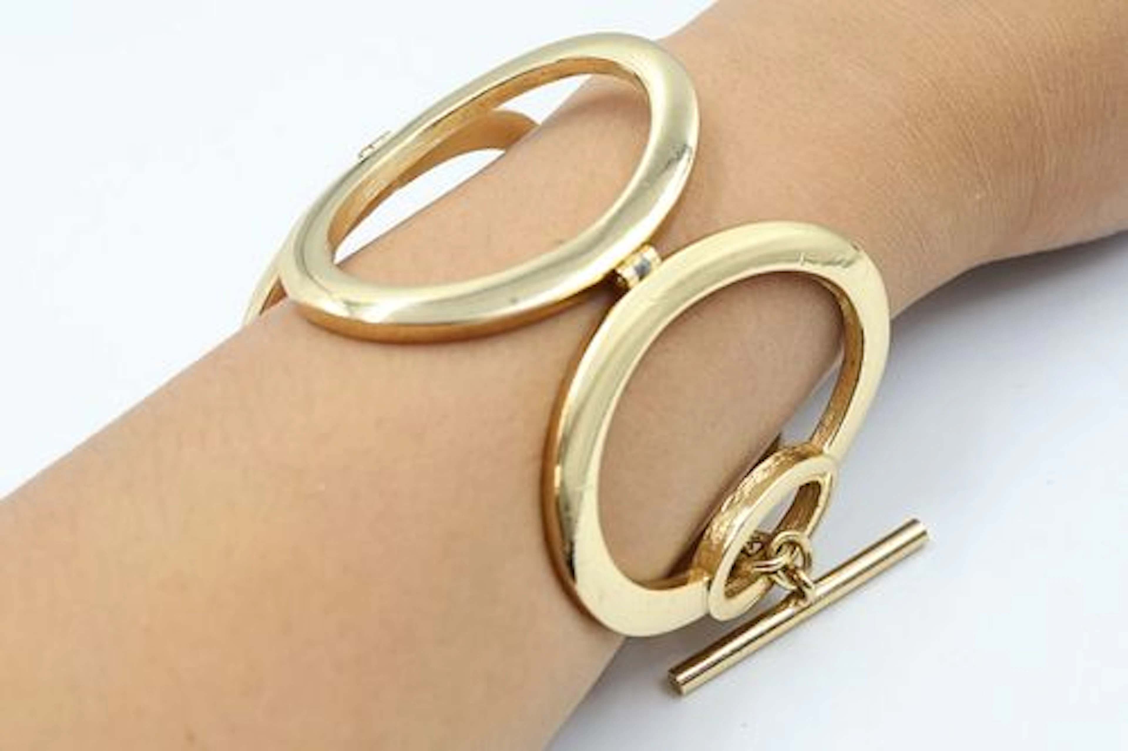 Dior Gold Plated 90's Sculptural Oval Link Bracelet