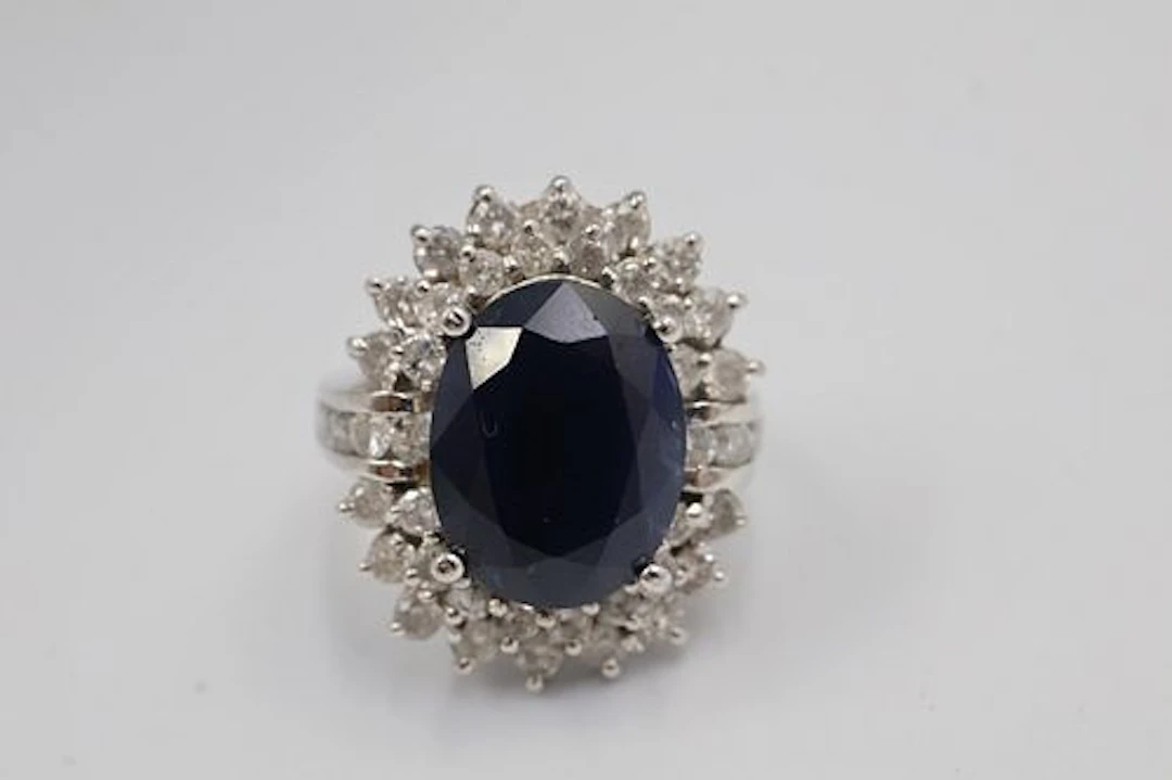 14k White Gold Sapphire & Diamond ring