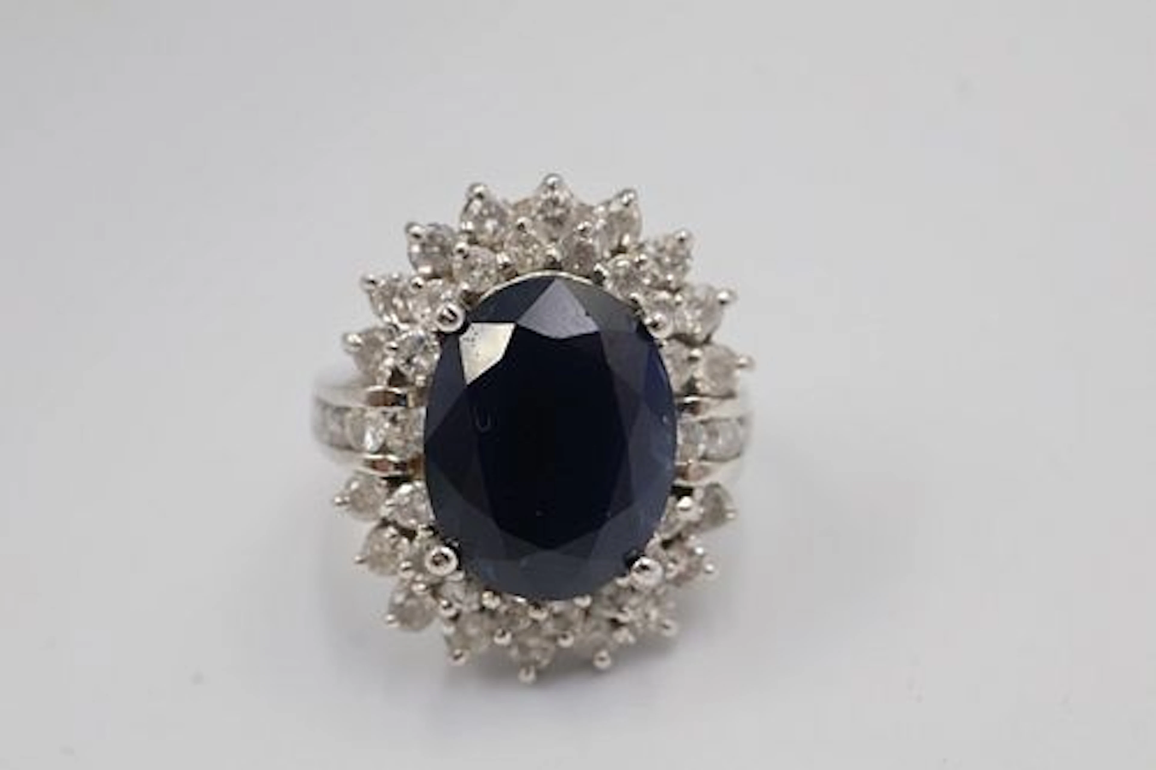 14k White Gold Sapphire & Diamond ring