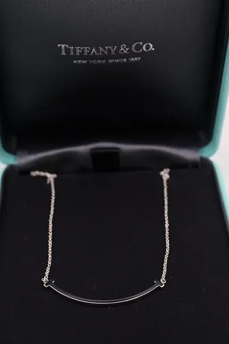 Tiffany & Co 18k White Gold Smile Necklace