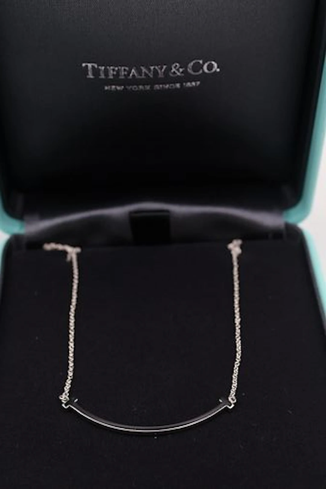 Tiffany & Co 18k White Gold Smile Necklace