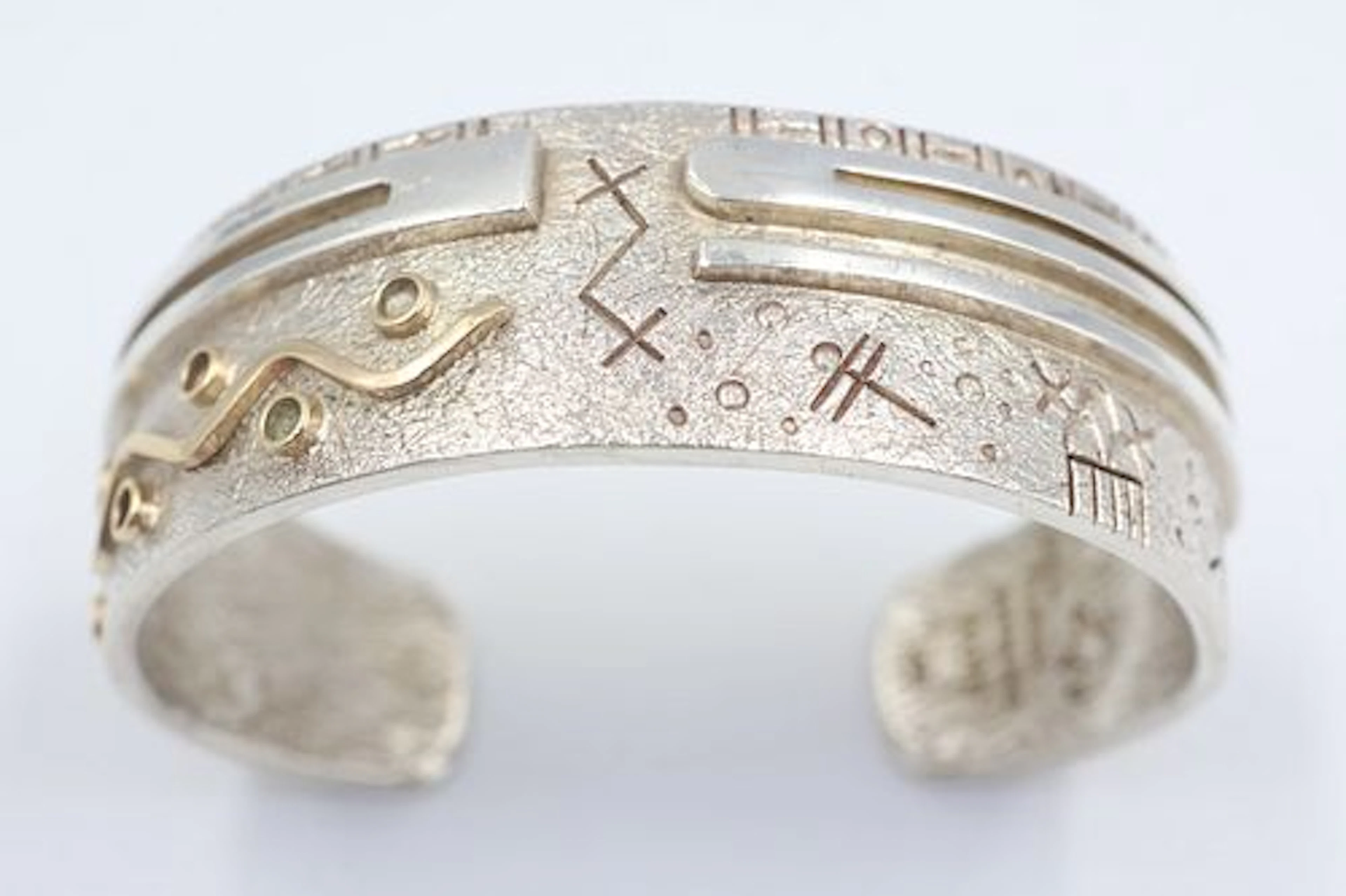 Zuni Sterling Silver & 14K Gold Cuff Bracelet
