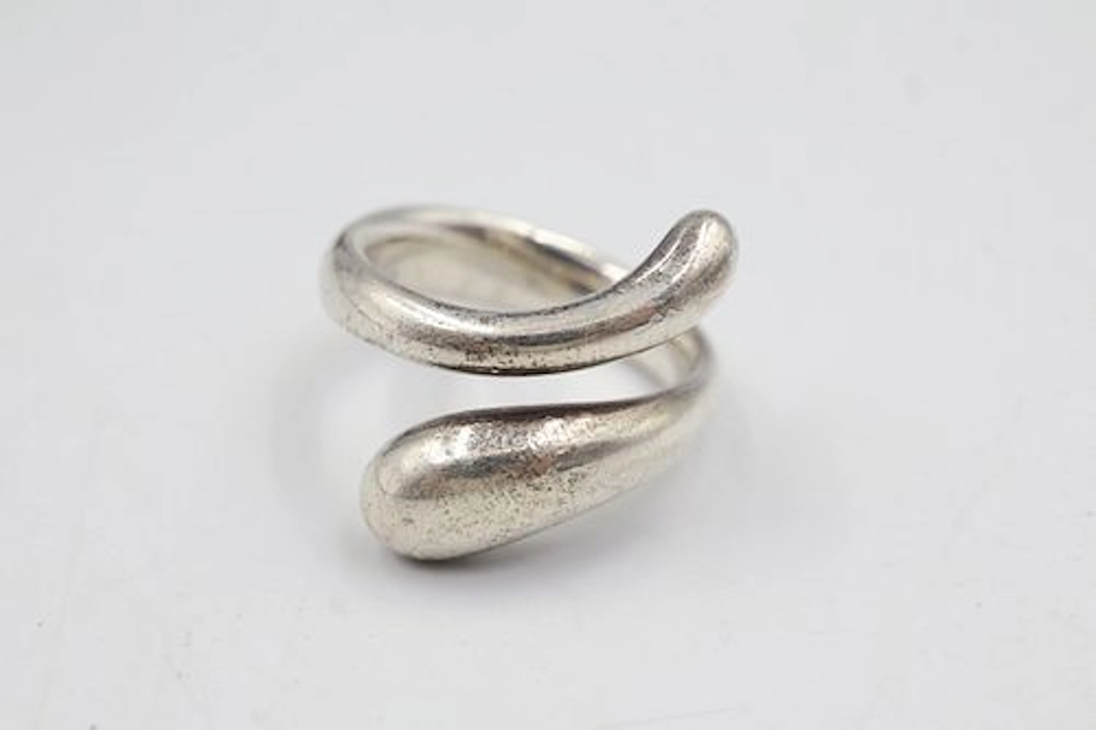 Elsa Peretti For Tiffany & Co Silver Teardrop Snake Wrap Ring