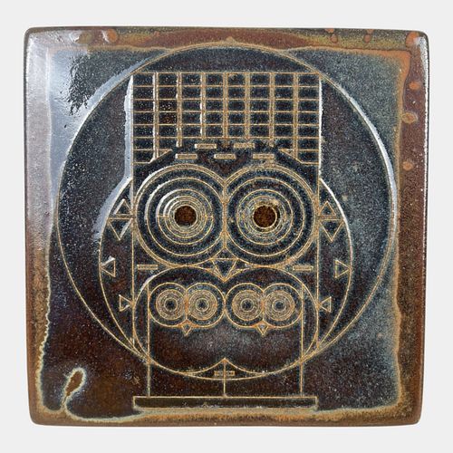 Motawi Tileworks Moonstone Glaze Charley Harper Designed "Family Owlbum"