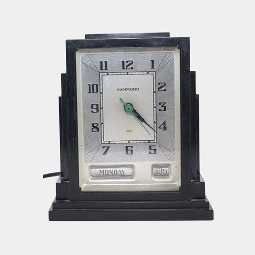 Hammond Clock Co. Chicago1930s Art Deco Black Skyscraper Case Electric