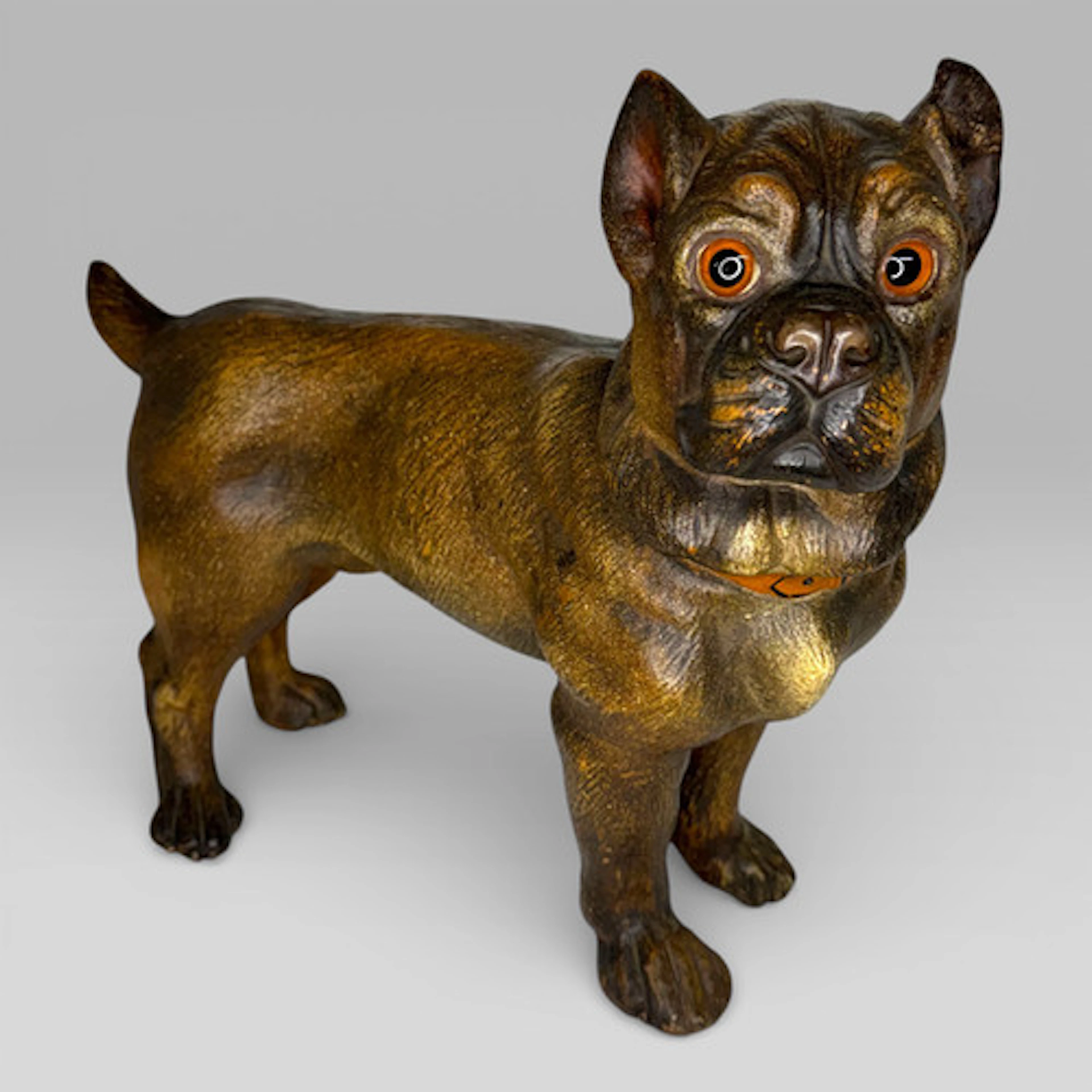 Antique Austrian Terracotta Life-Size Pug Puppy Dog Sculpture