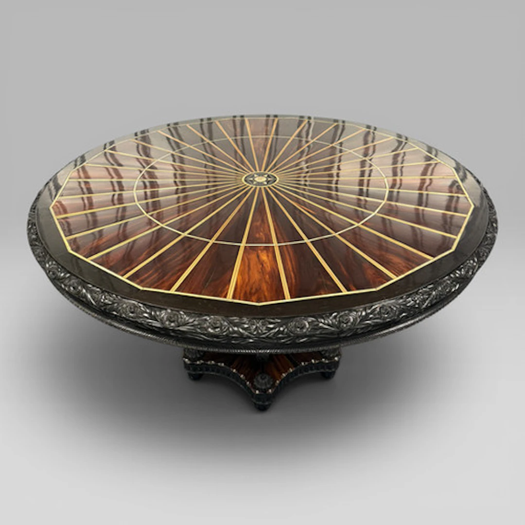 Ceylonese Ebony & Calamander Centre Table, Circa 1840