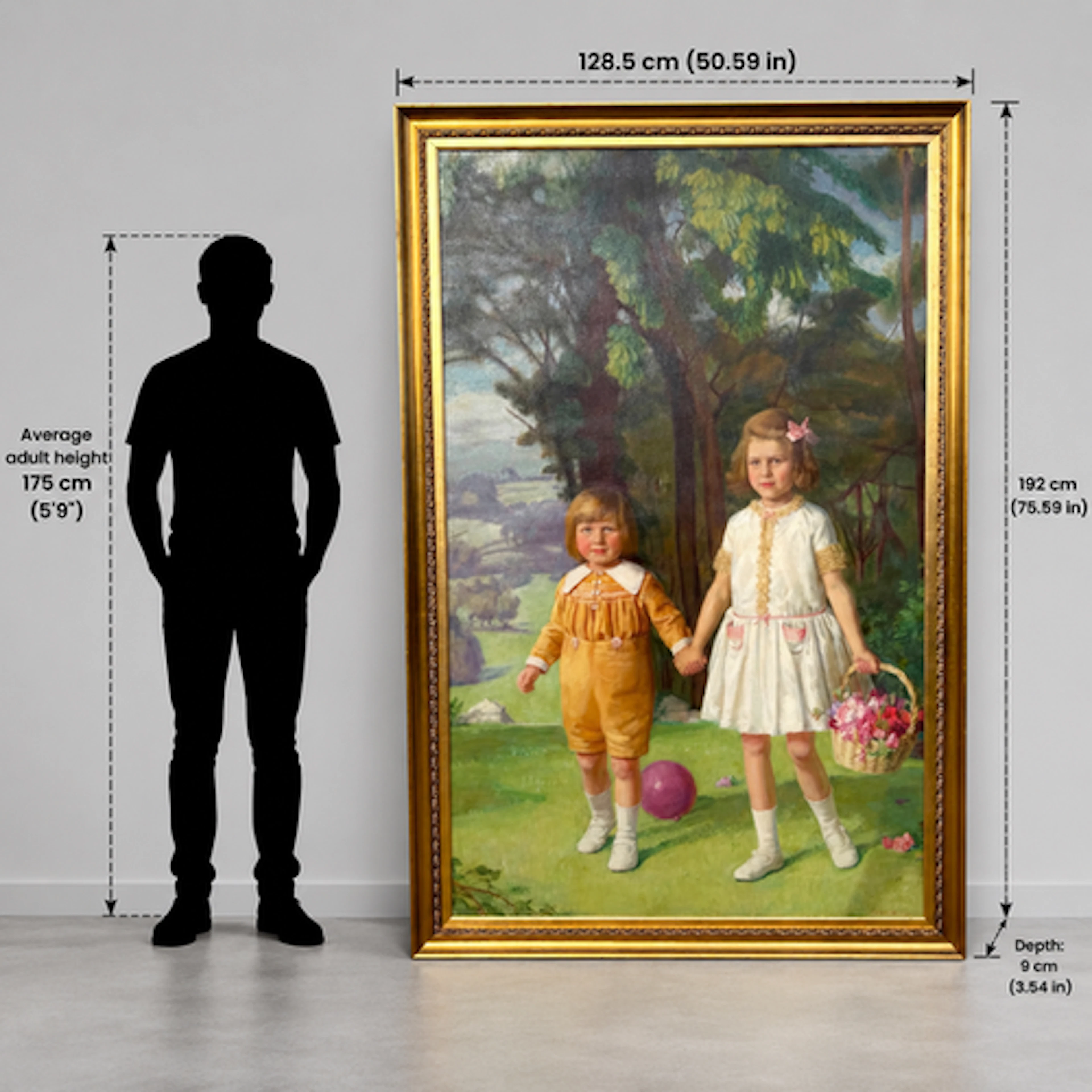 British Portrait Oil Painting of the Turbutt Children by George F. Bird, 1929