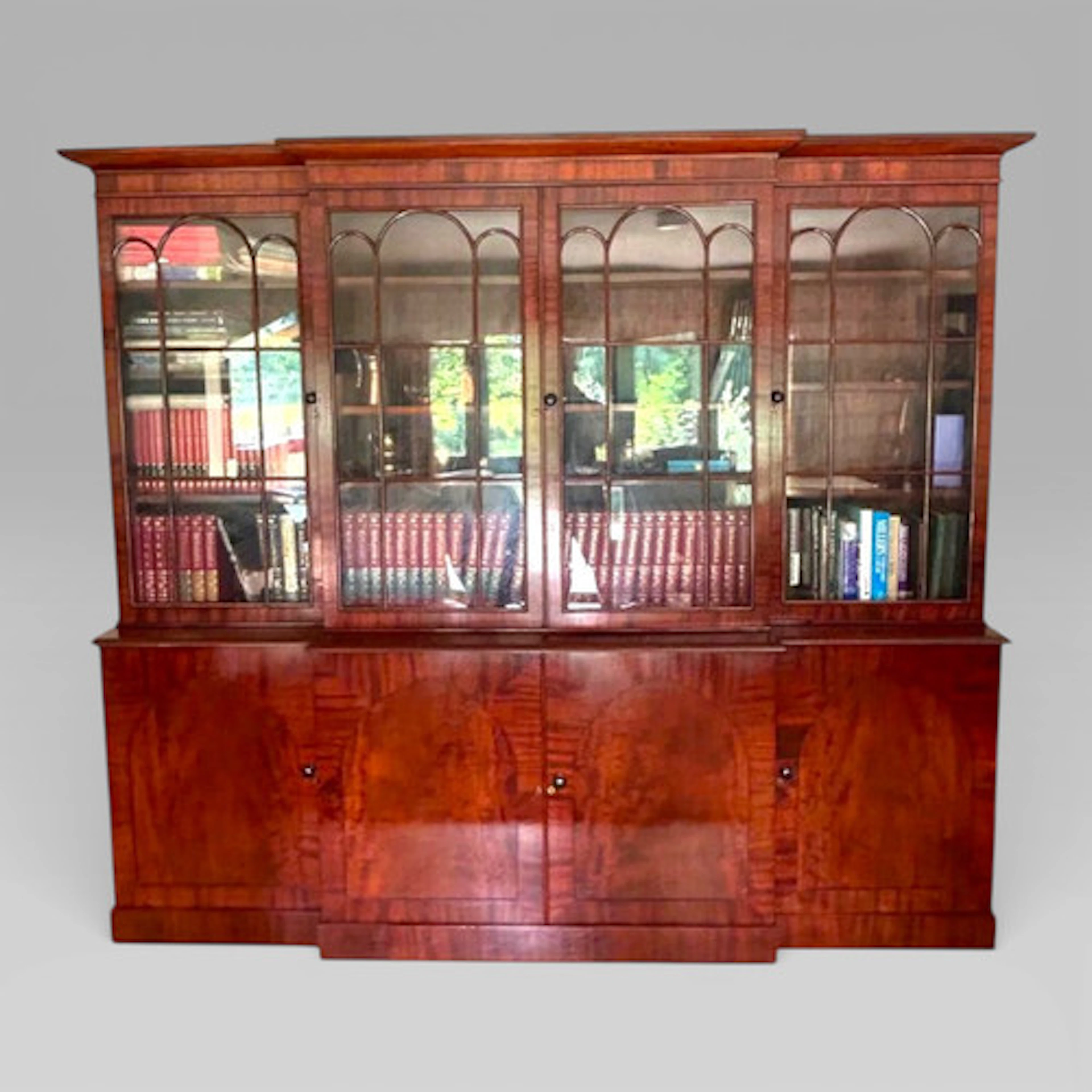 William IV Mahogany Breakfront Library Bookcase