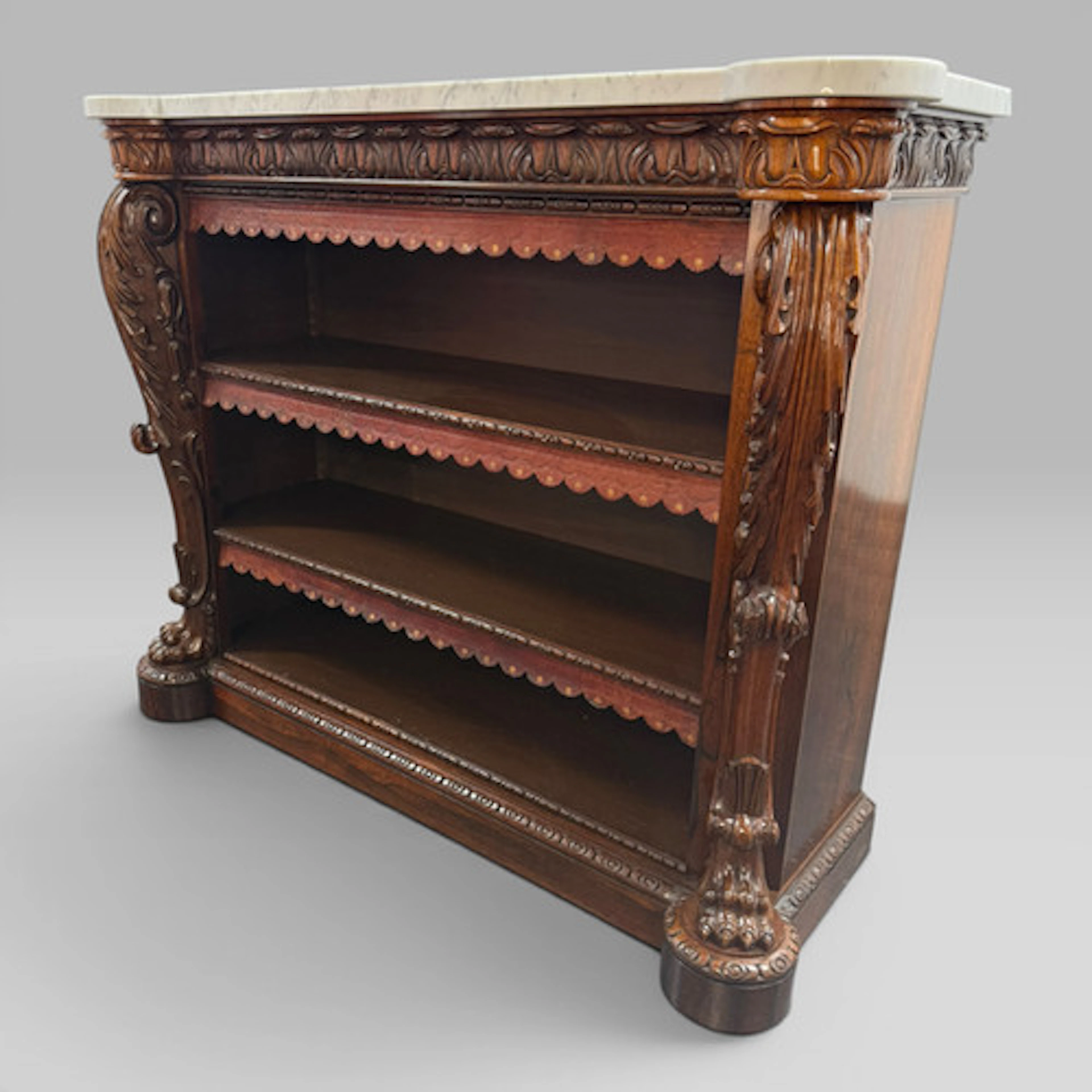 William IV Rosewood Open Bookcase Marble Top Attributed Gillows