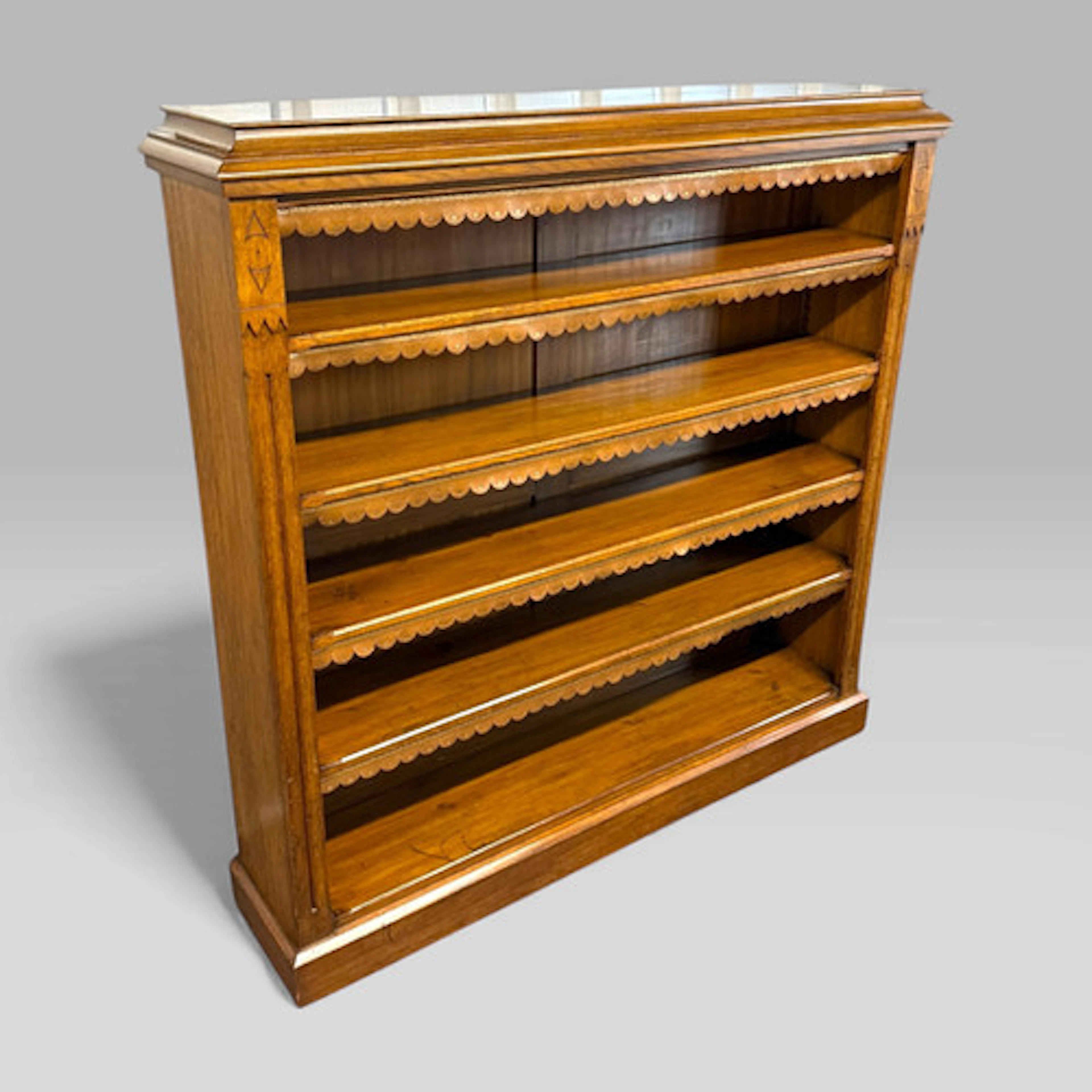 Antique Aesthetic Movement Large Late Victorian Golden Oak Open Bookcase