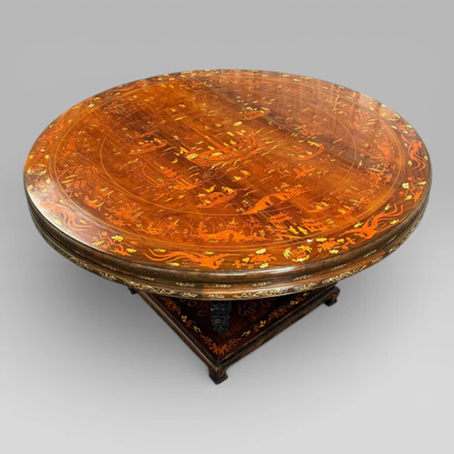 Qing Period Chinese Export Rosewood Inlaid Centre Table by Edwards & Roberts