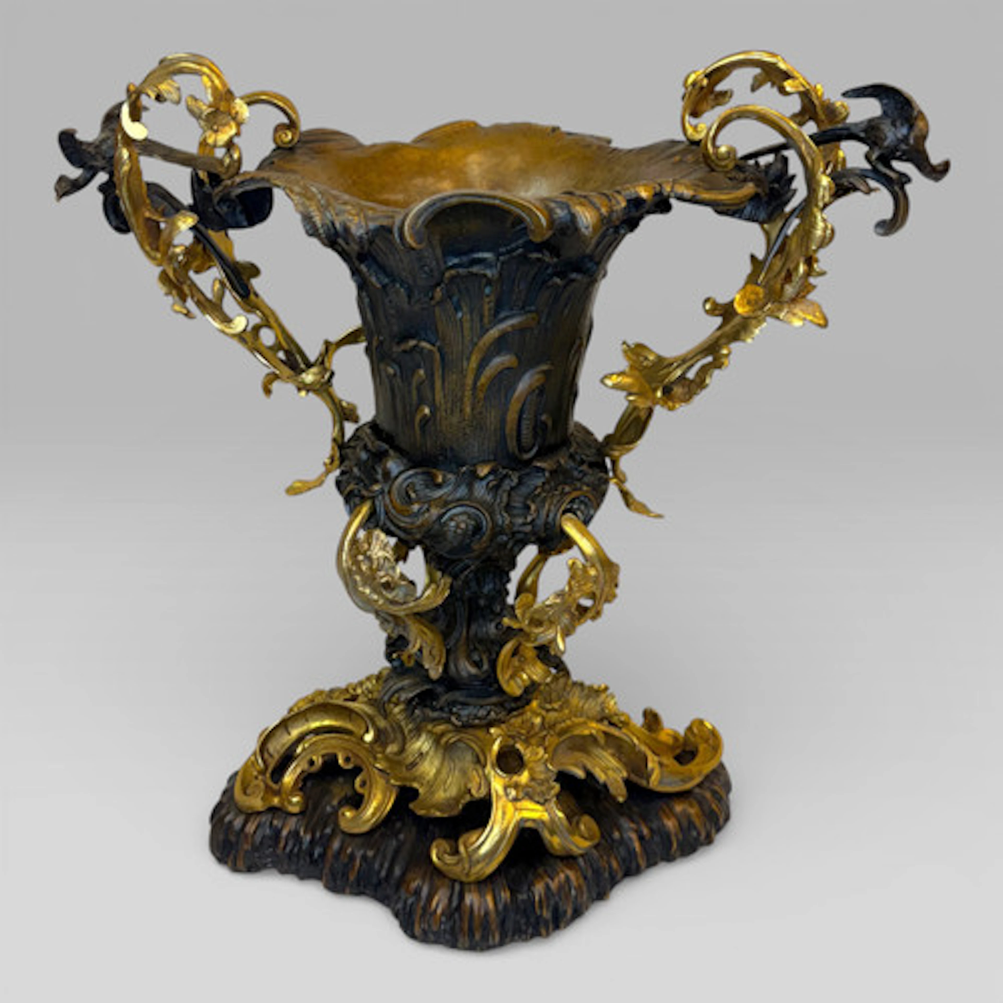 Gilt Bronze Art Nouveau Urn Centrepiece Vase After Henry Dasson