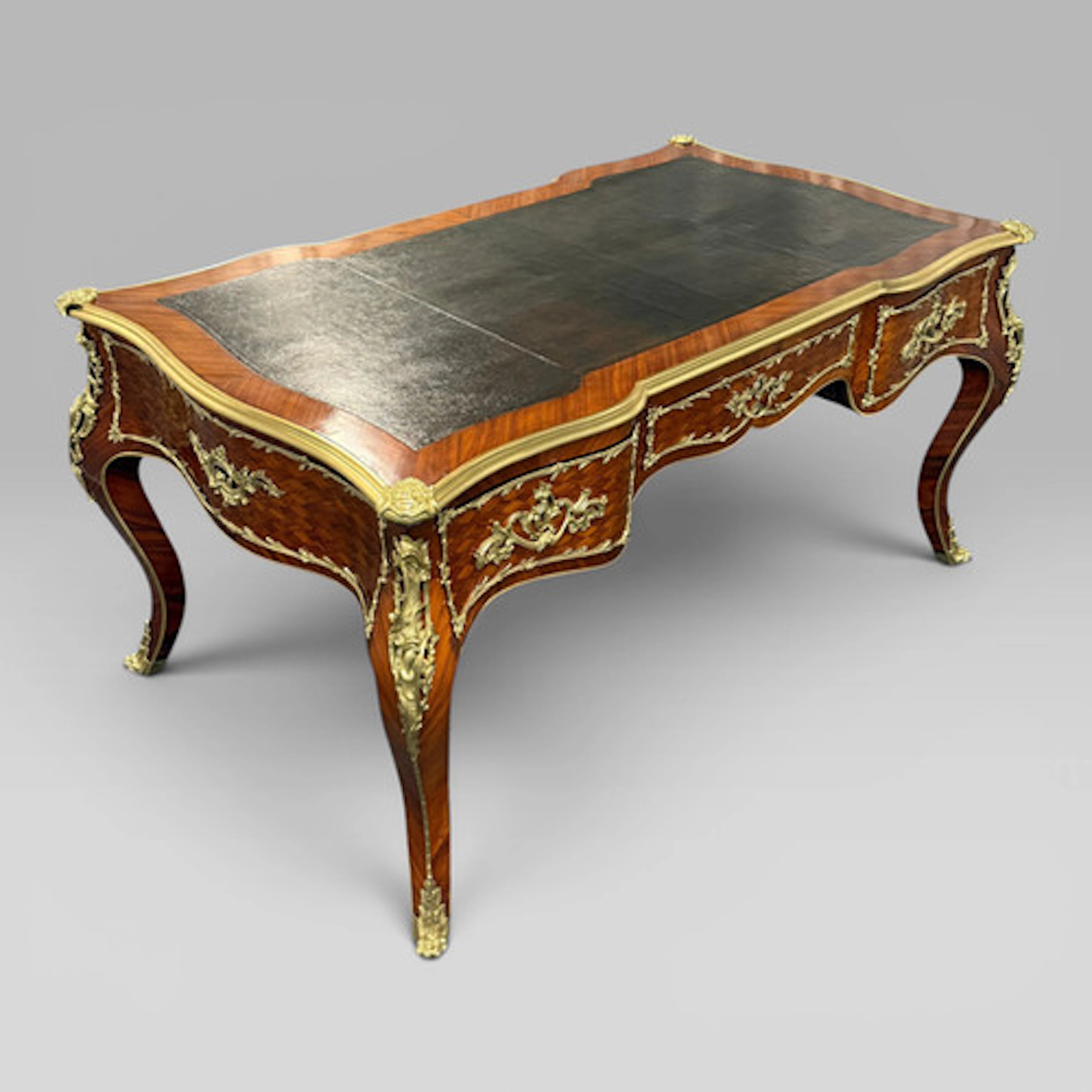 Kingwood Parquetry & Ormolu Mounted Bureau Plat in the Louis XV Style
