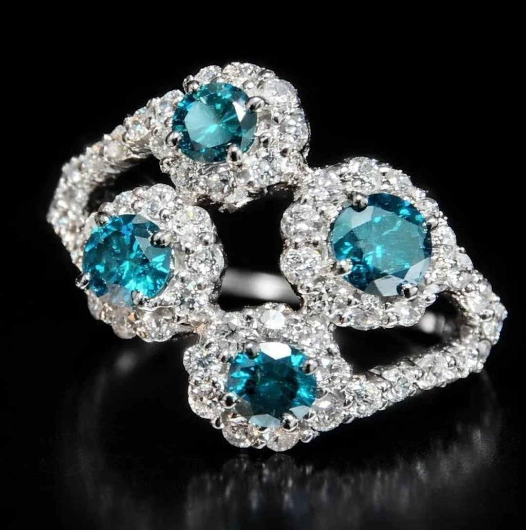 $7300, 14K(4.2g), Blue diamond (0.90+0.85ct)Ring
