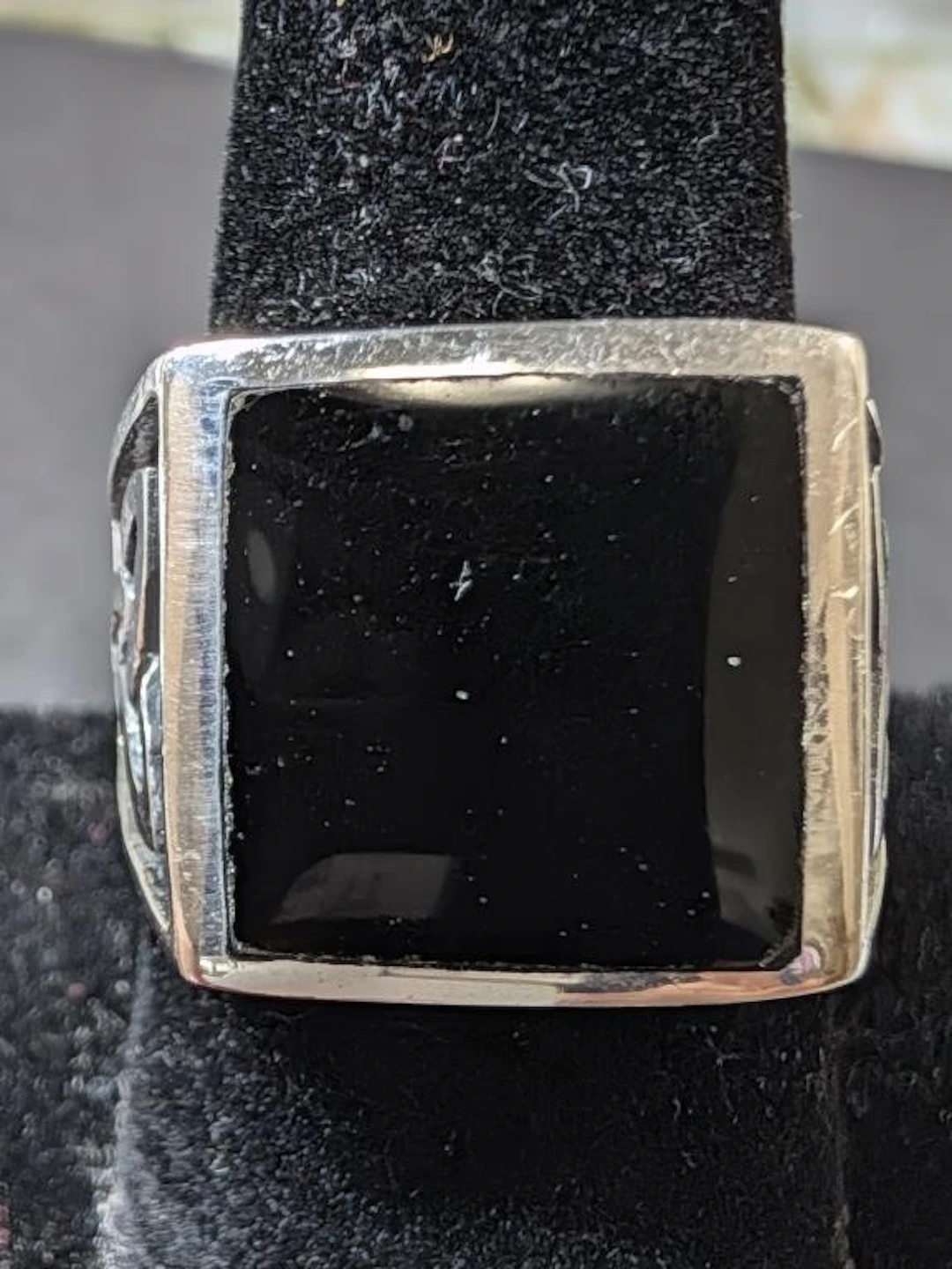$200, Silver(9.76g), Black onyx men'sRing, size 12