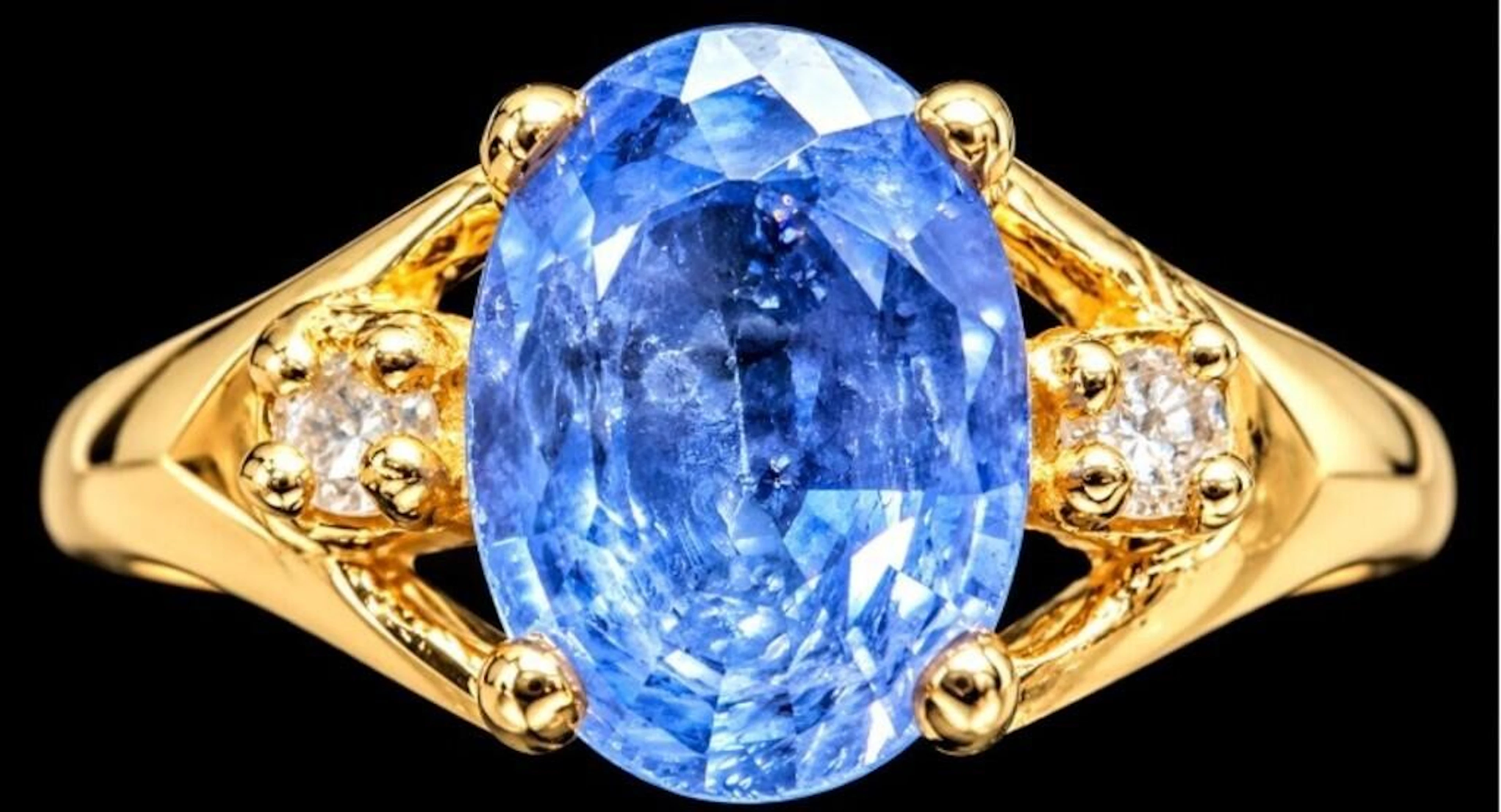 $1800, 10k(1.3g), sapphire (0.6ct), diamond (0.02c