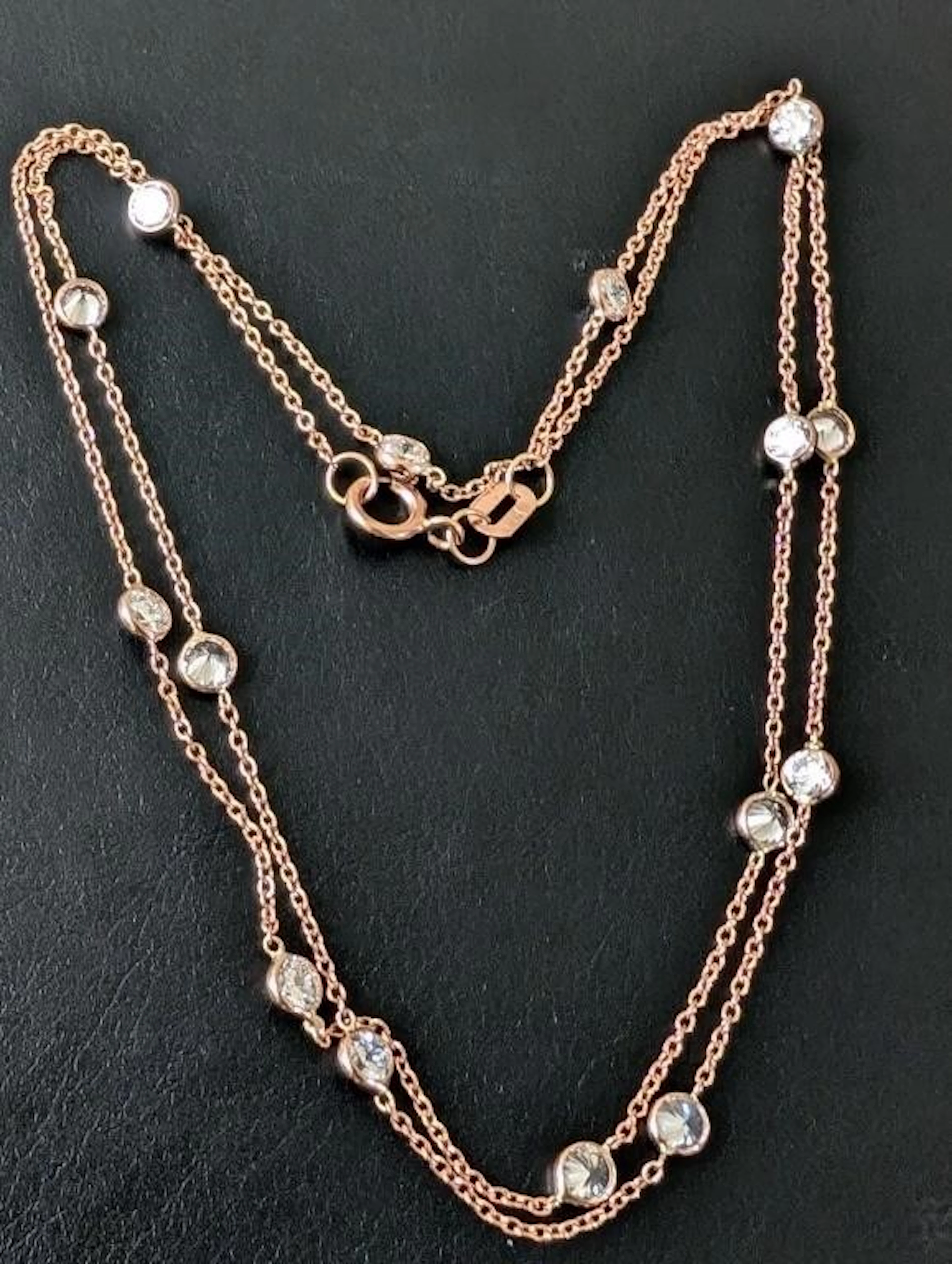 $4500, 14k(1.72g), lab diamond (2ct)necklace "18