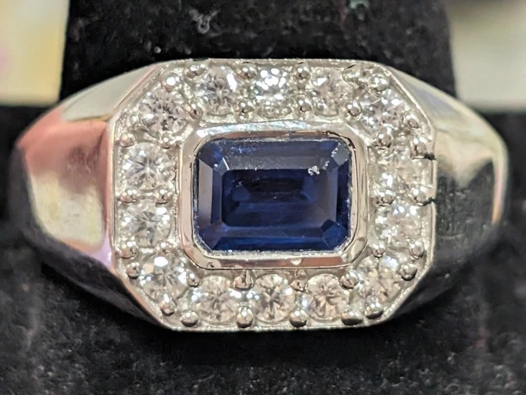 $180, Silver(7.2g), Created Sapphire&czRing, size