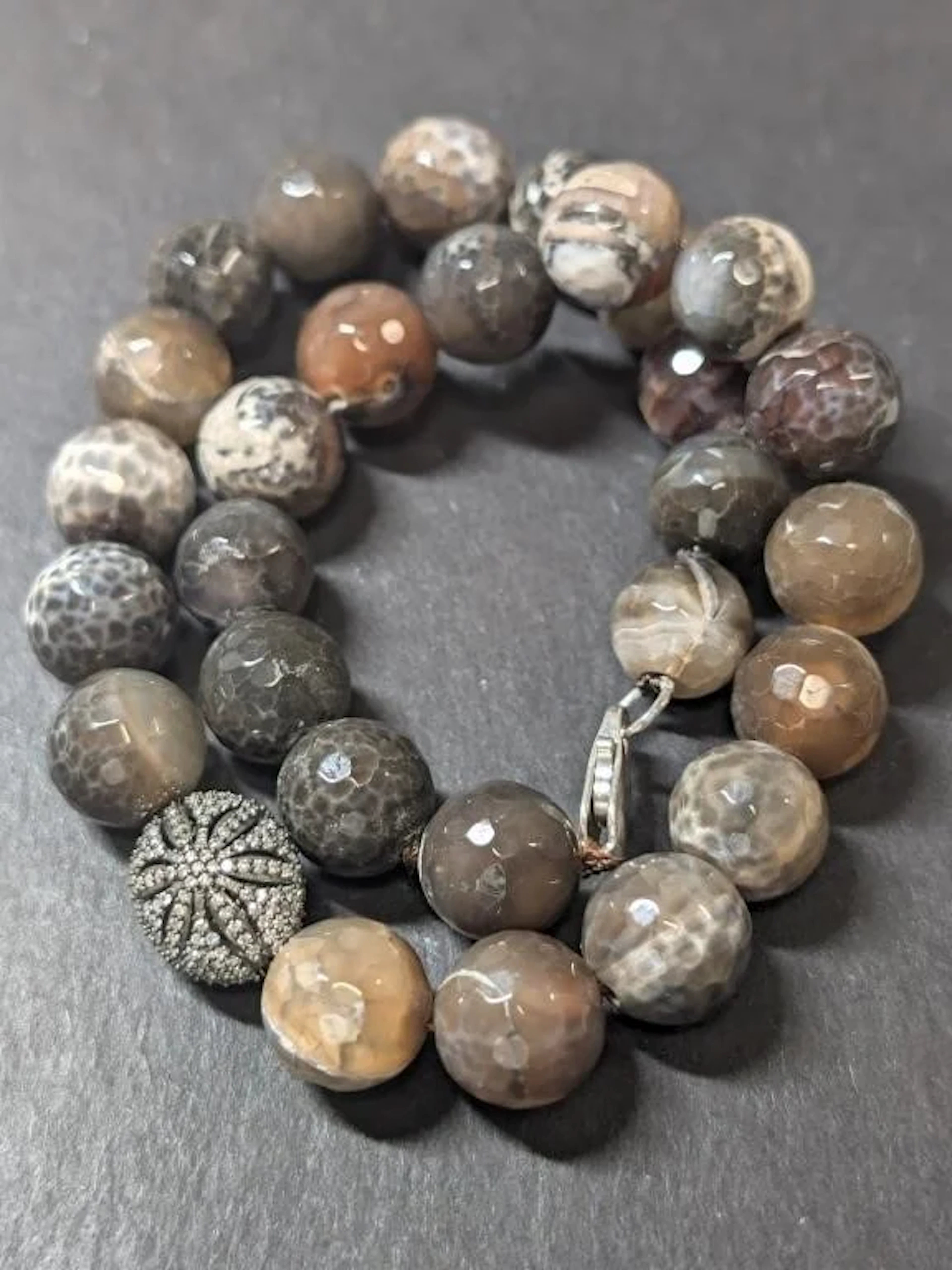 $200, SilverFaceted Botswana agate beadsNecklace,1
