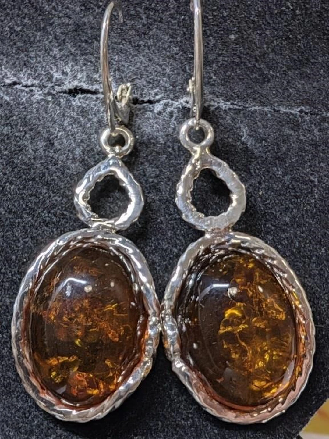 $220, Silver(9.78g), amberEarring, appraised/retai