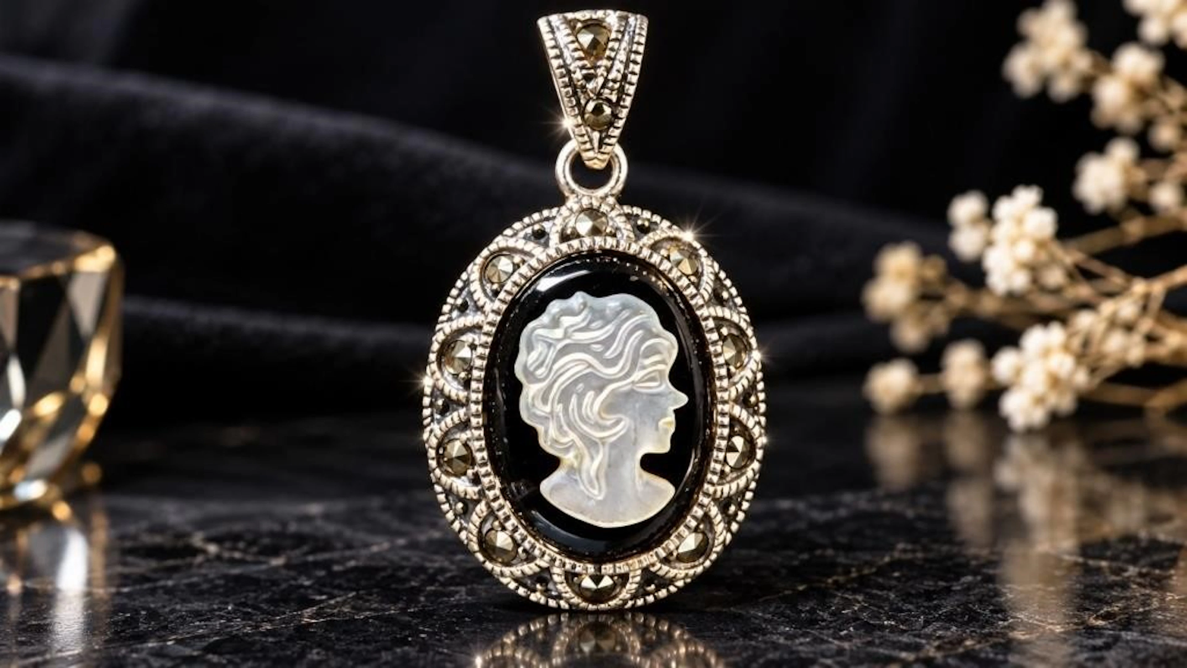$95, Silver(3.68g), Carved Mother of Pearl cameoPe