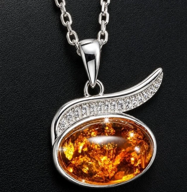 $240, silver(4.02g), amber necklace 16-18", reta