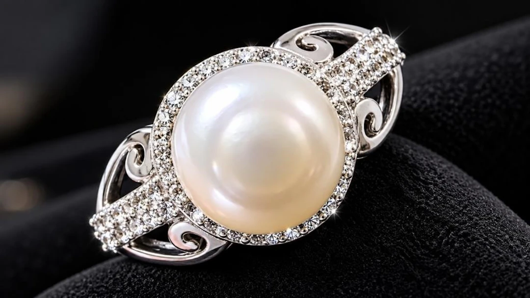 $110, Silver(4.28g), F.W. Pearl&czRing, size 8.5