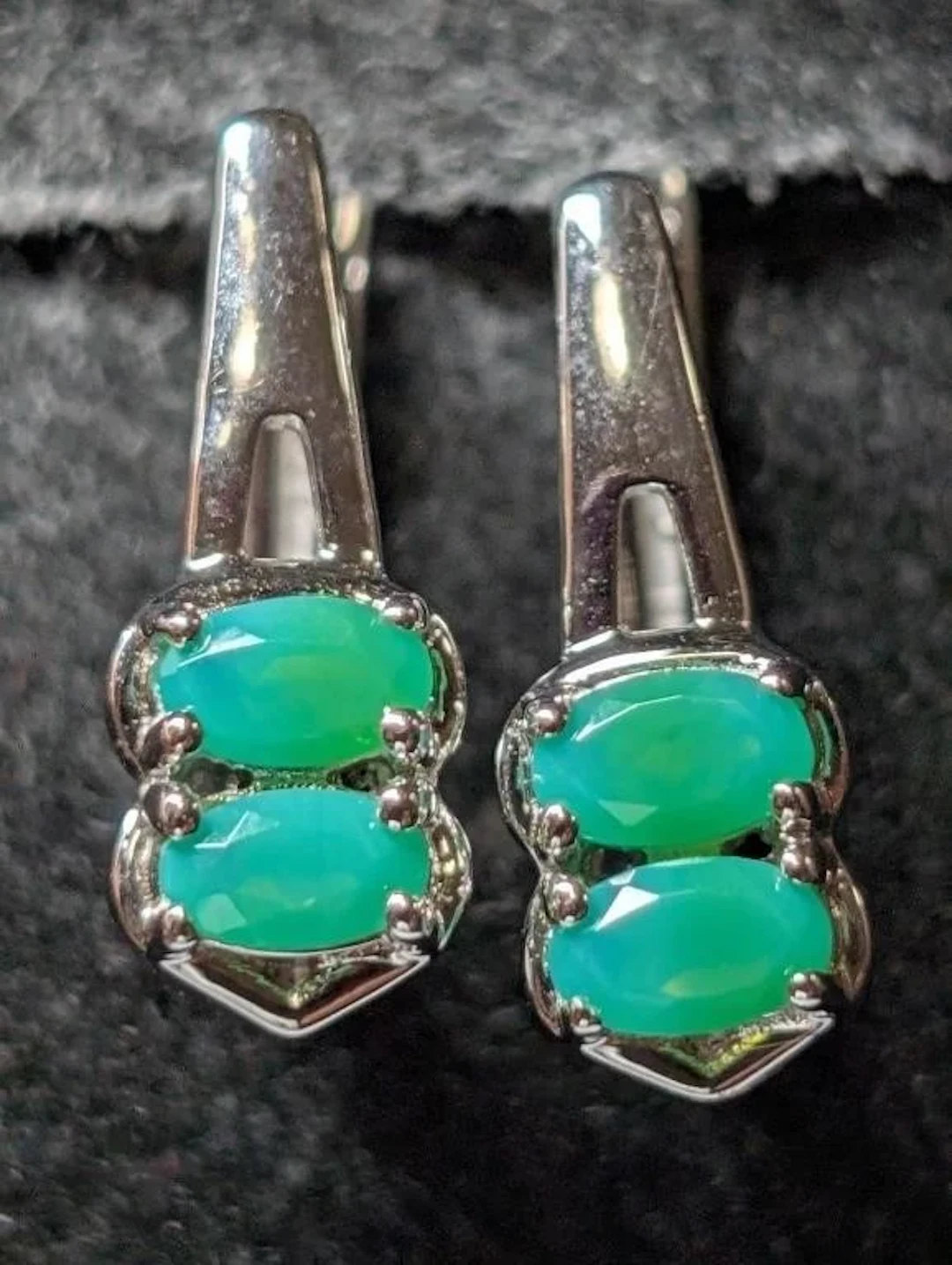 $90, Silver(3.58g), Green OnyxEarring, appraised/r