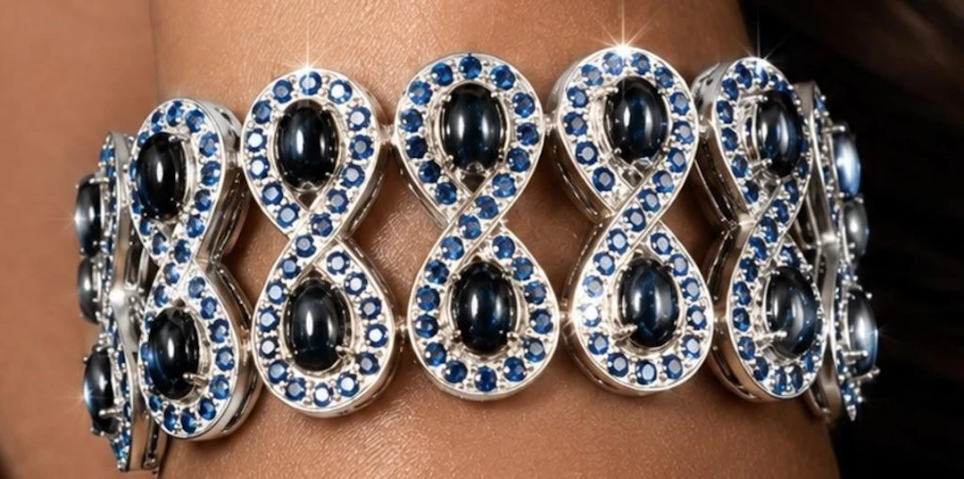 $4000, silver(57.1g), sapphire (app 45 ct)bracele
