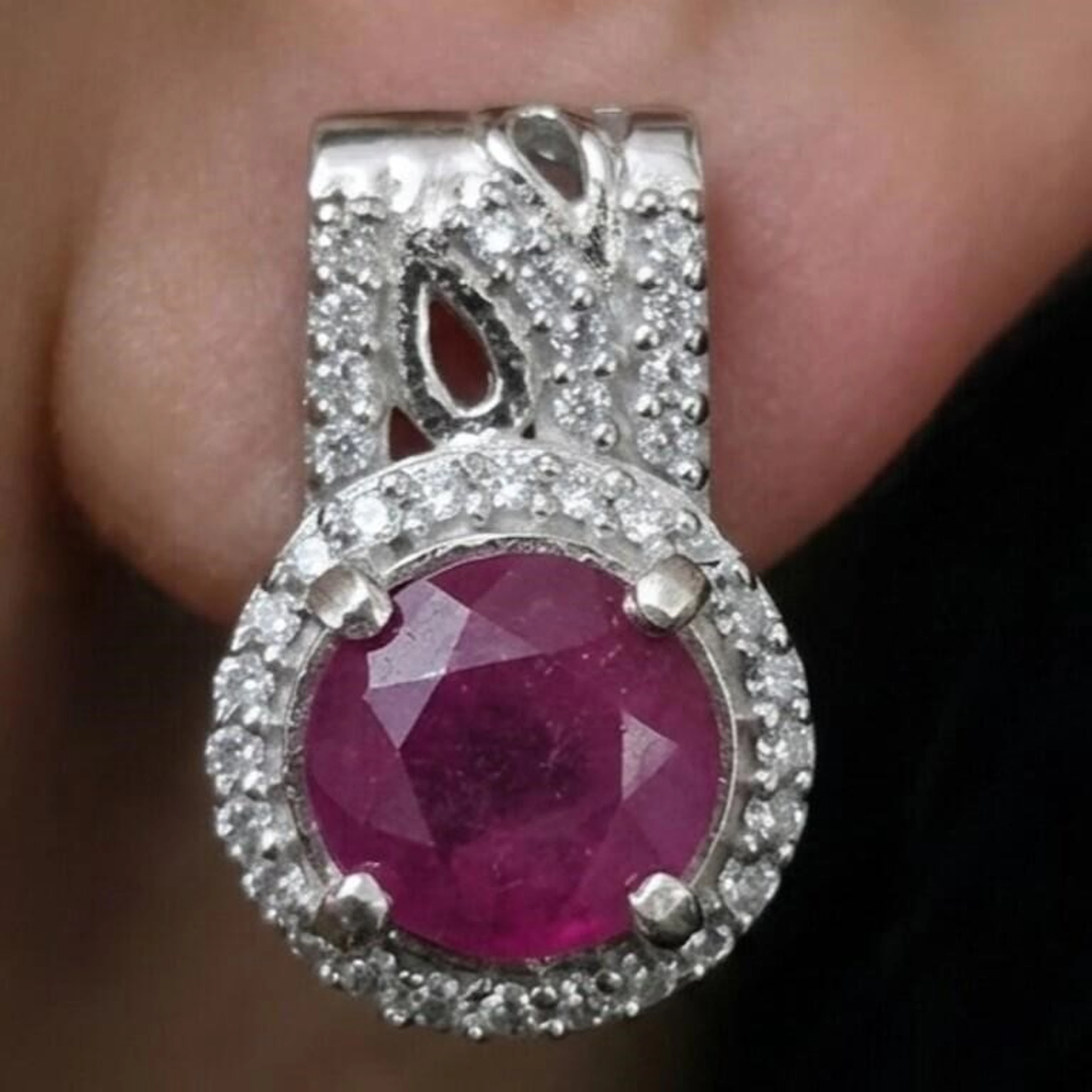 Silver 5.3g Ruby White Topaz 3.25ct Earrings