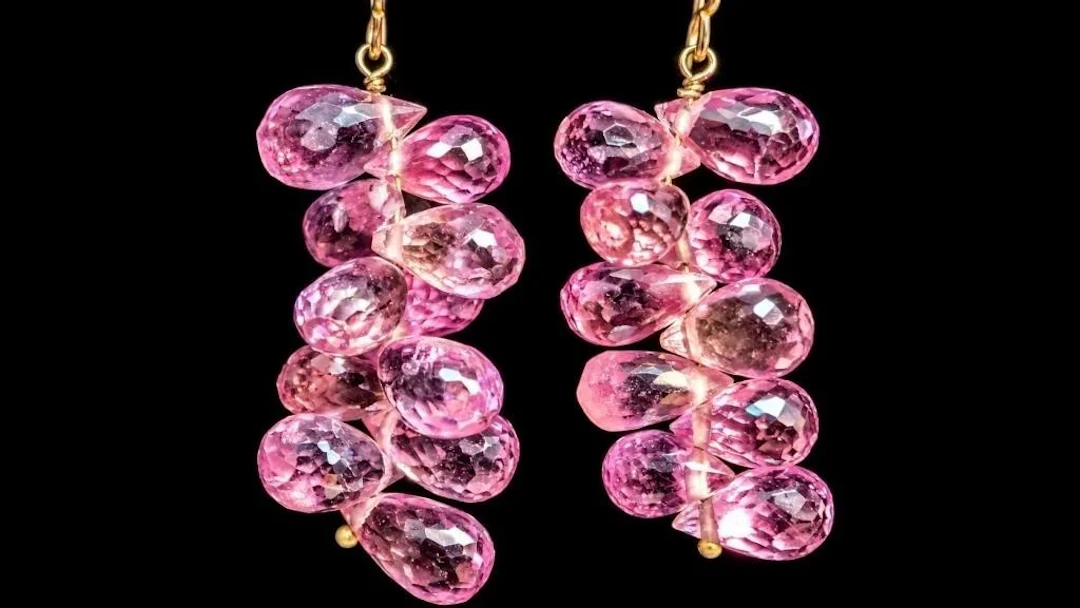 $2216, 14k(2.43g), pink sapphire (11.2ct)earring