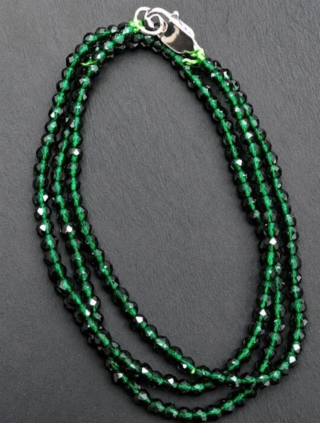 $160, SILVER.CRYSTAL FACETED BEADNECKLACE, retail