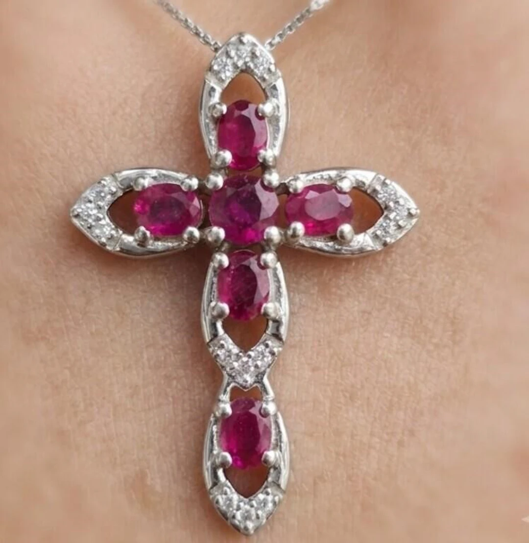 Silver 3.25g Ruby White Topaz 1.65ct Pendant