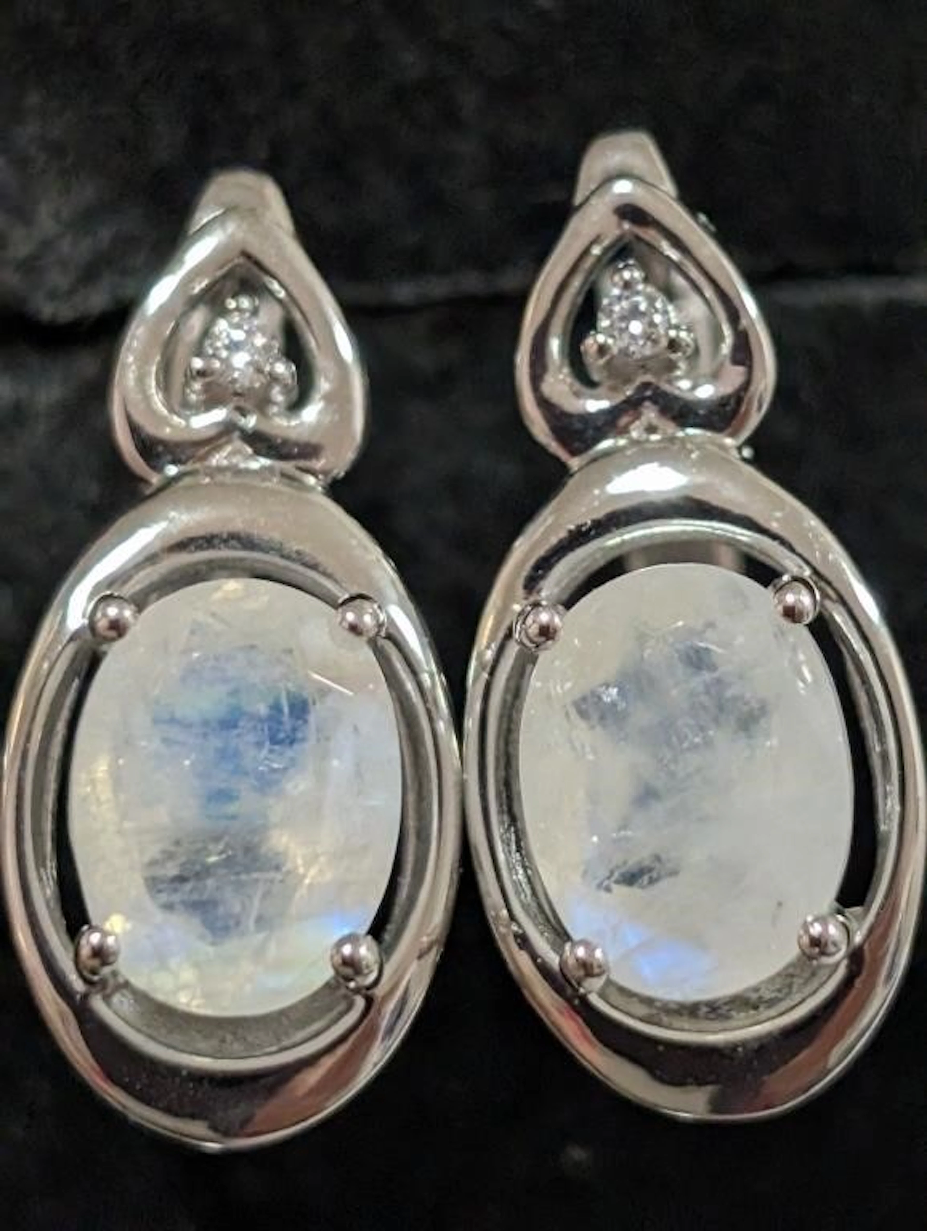 $125, Silver(4.94g), Moonstone&cz (3ct)Earring, ap