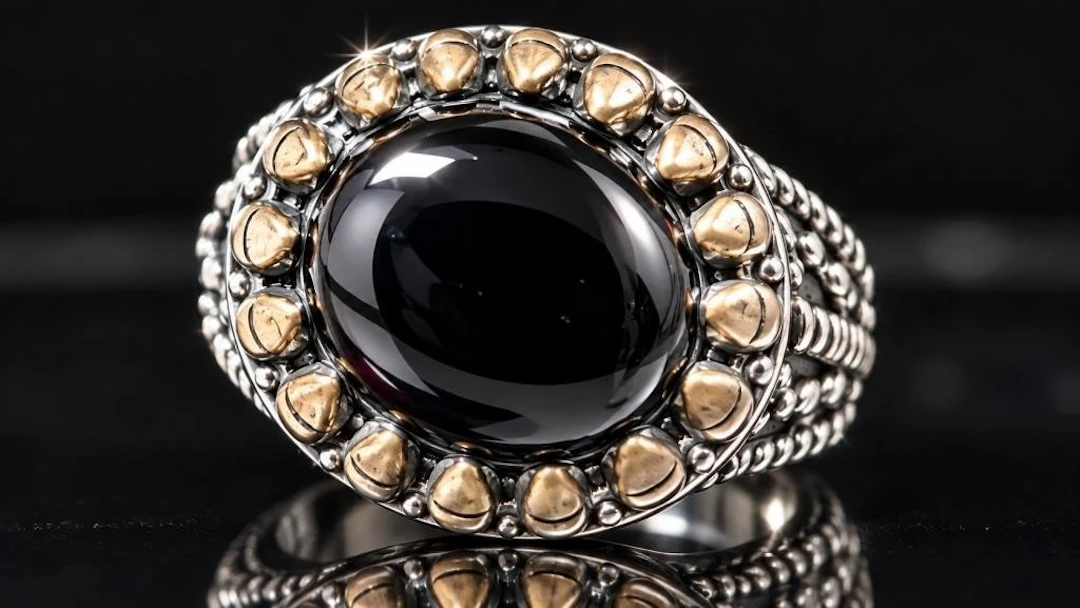 $220, Silver(8.93g), Black onyxRing, size 9.5, app